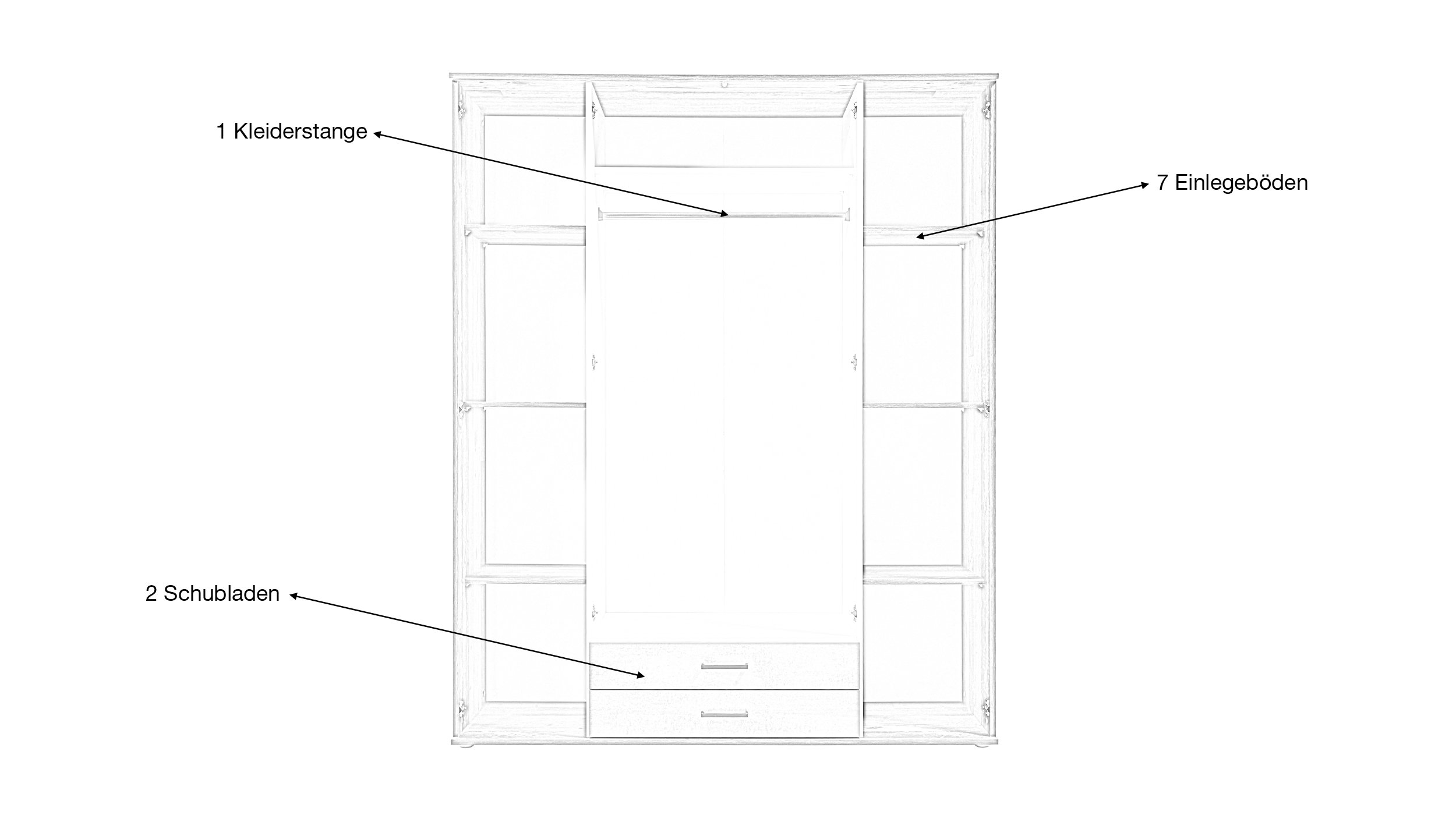 Kleiderschrank mit Spiegel - Old Style - grau - 160 cm - CHICAGO