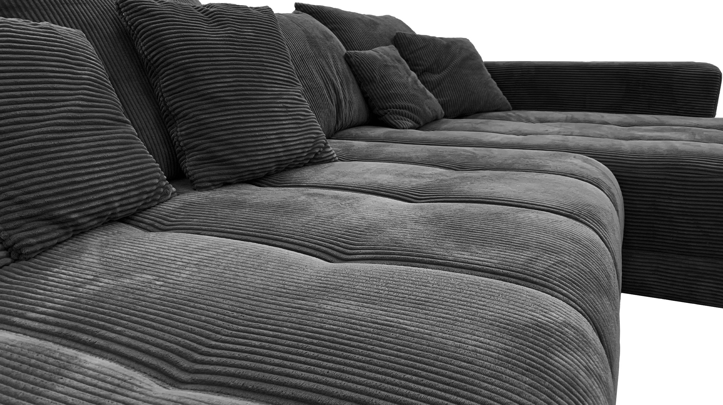 Ecksofa Cord grau elektrisch ausfahrbar 300 cm - OT rechts - ARTEMIS