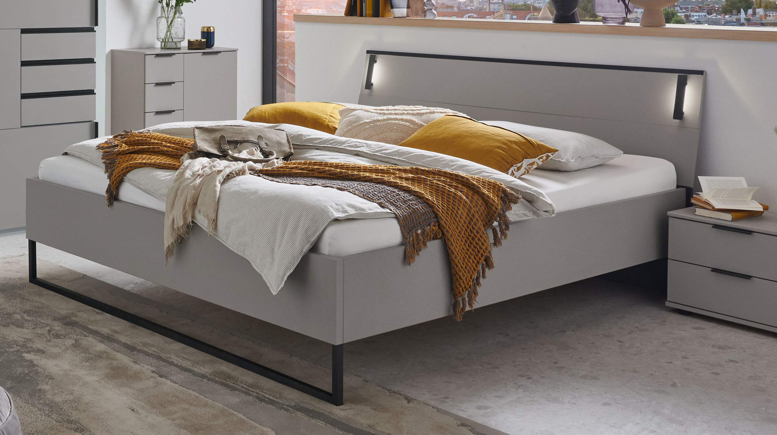 Doppelbett Futonbett 180 x 200 cm grau - SAIGON