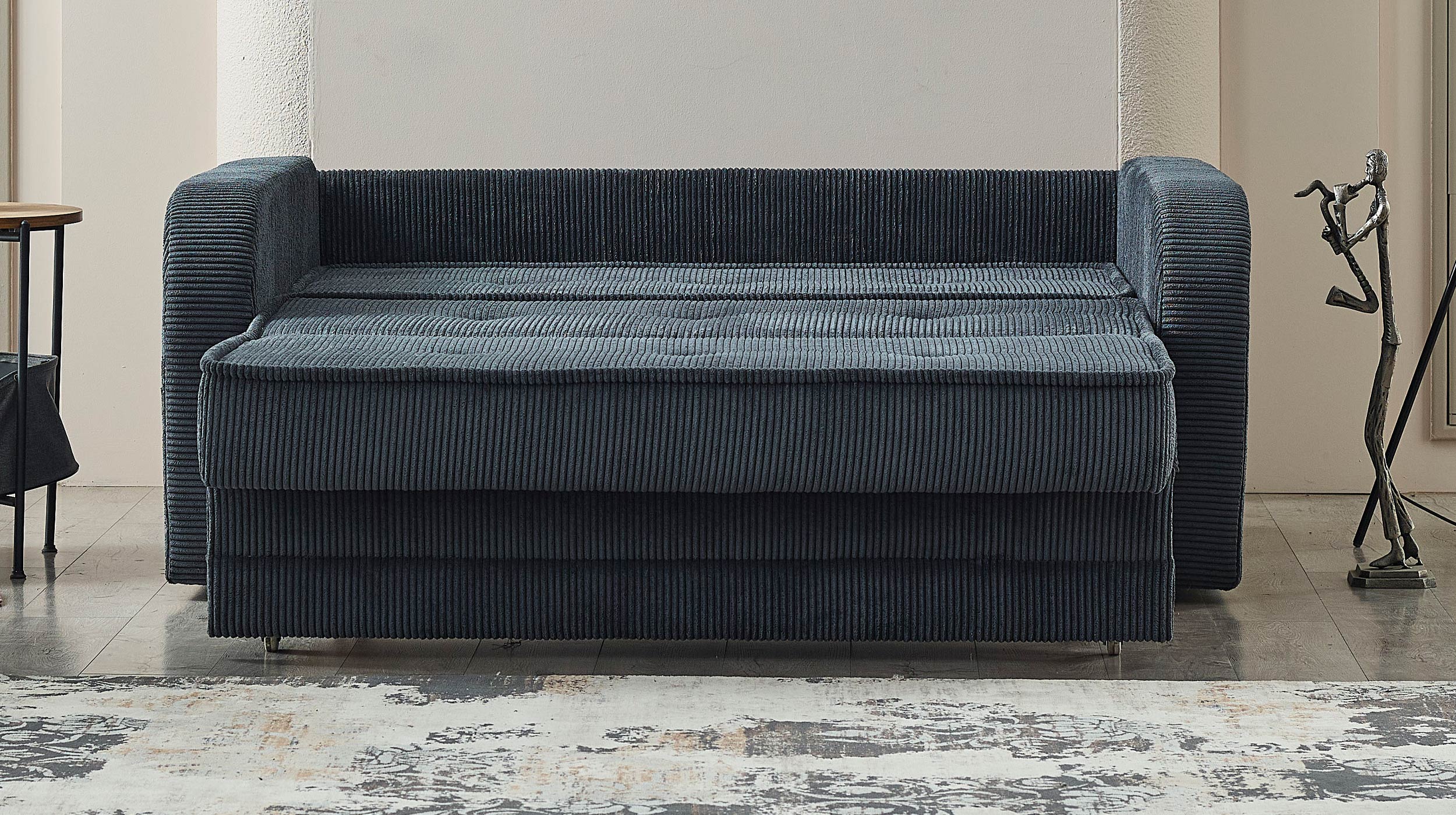 Schlafsofa Cord anthrazit Bettkasten ausziehbar 171 cm - MOLERON