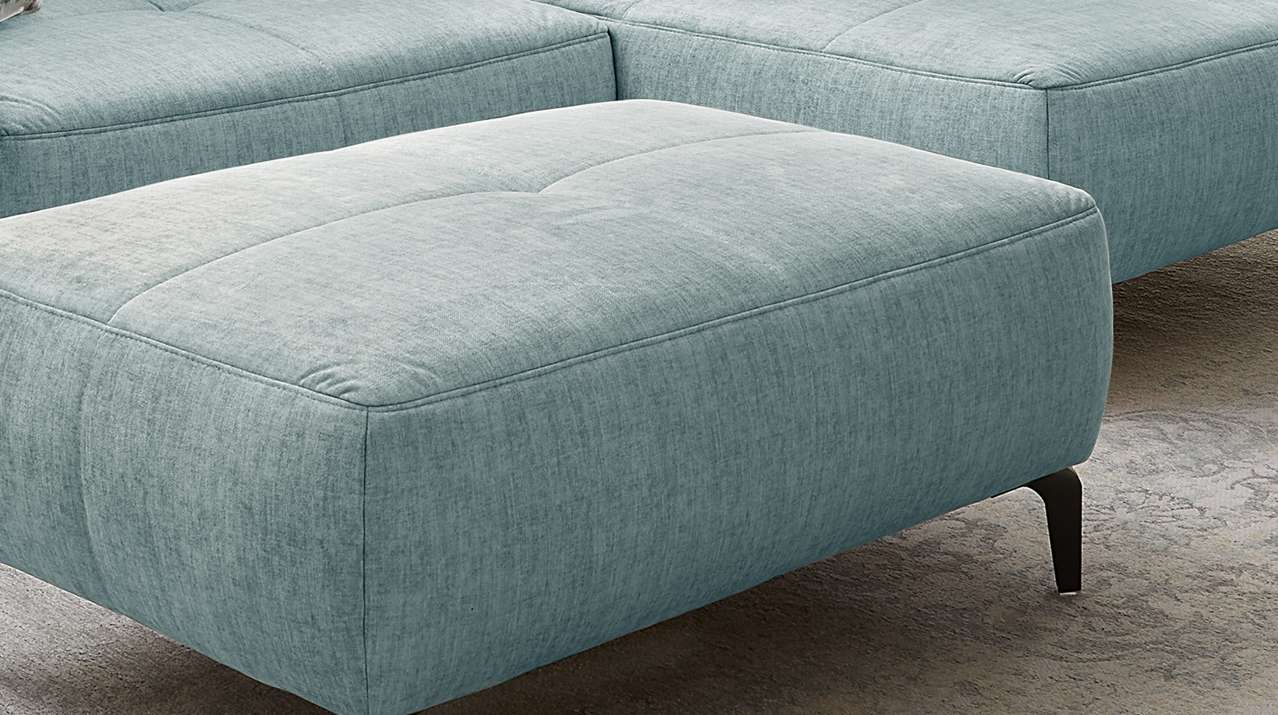 Hocker Sitzhocker 79 x 111 cm Veloursbezug blau - SALO