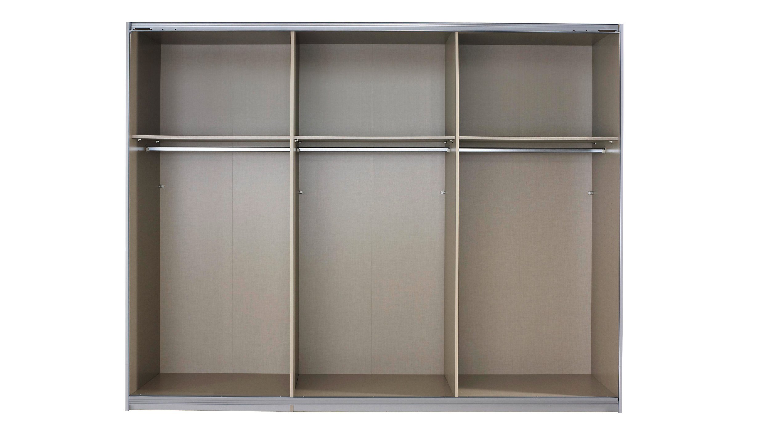 Schwebetürenschrank weiß 271 cm Spiegel - rauch - KULMBACH