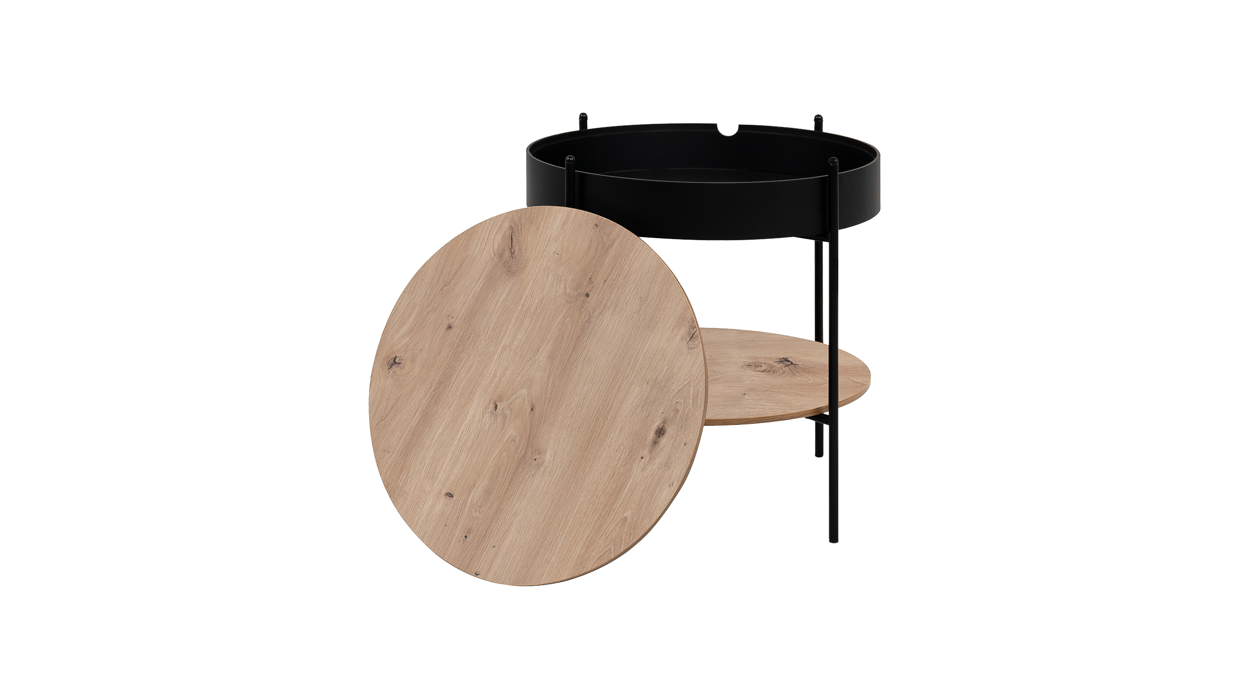 Beistelltisch Eiche - Metall - rund 48 x 48 cm - TRELLEBORG