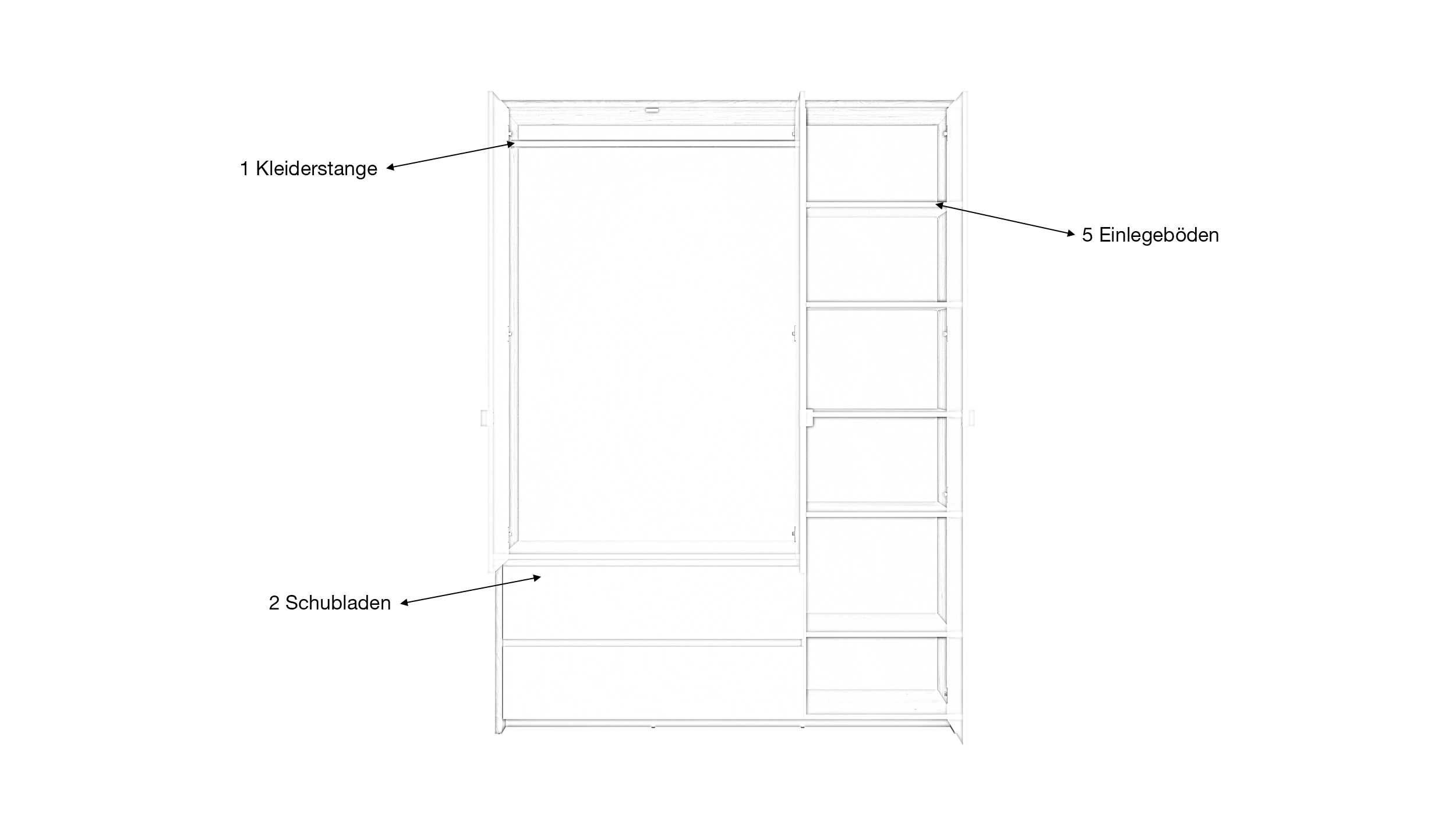 Kleiderschrank 149 cm weiß hochglanz - Jackson Hickory 3-türig - NEXT