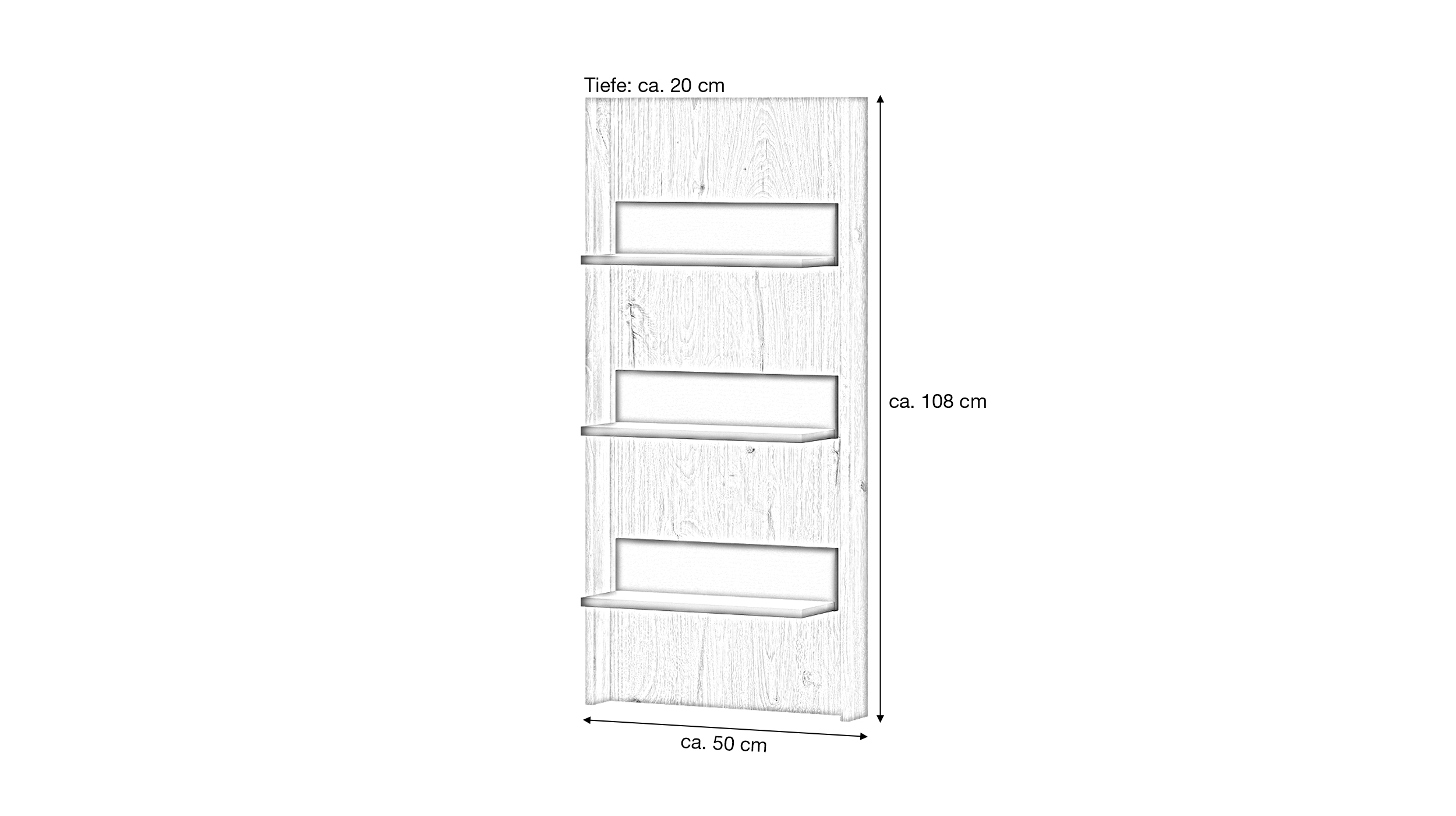 Wandboard mit Beleuchtung Viking Eiche - anthrazit 50 cm - PARDOO