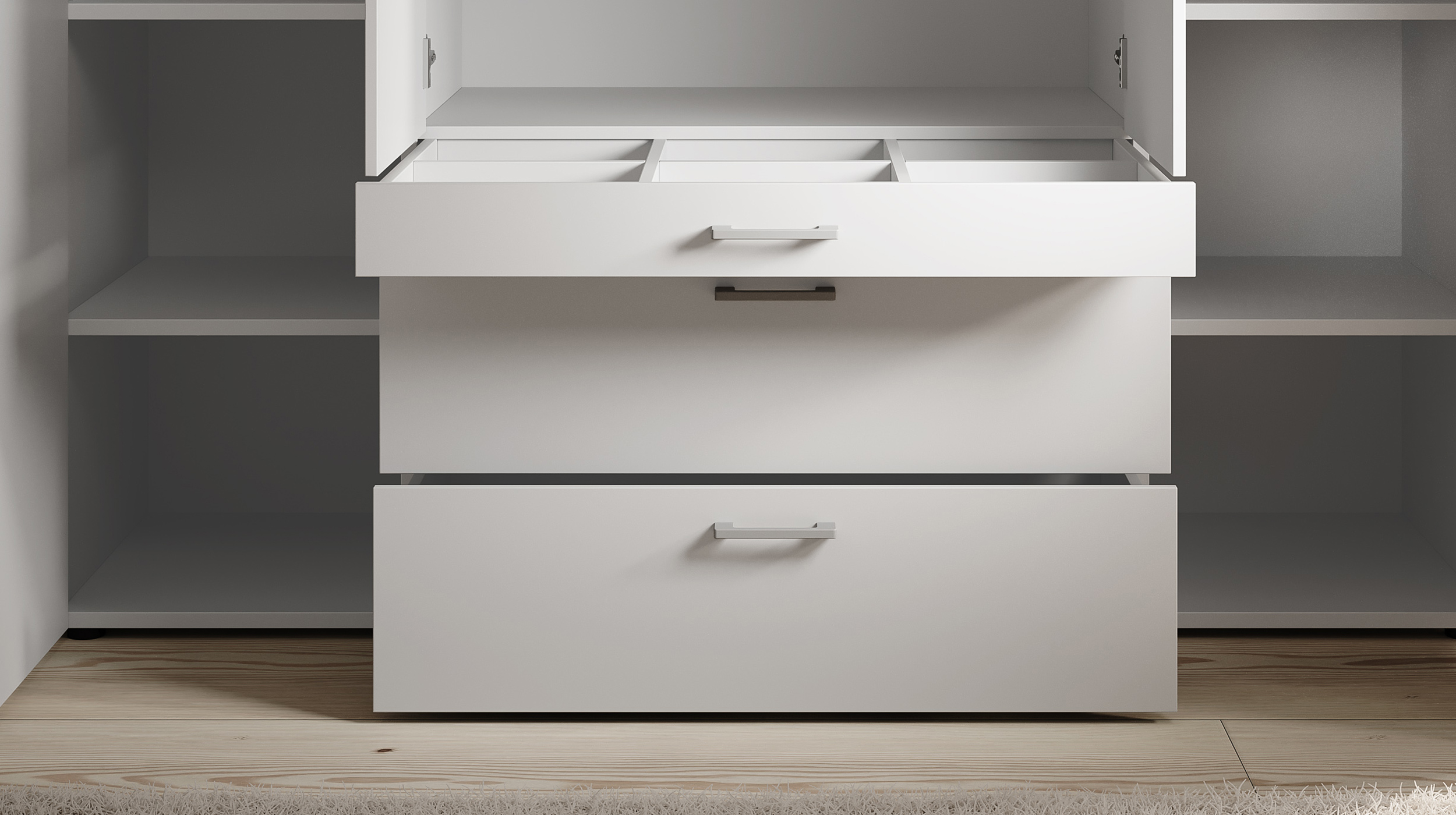 Kleiderschrank weiß mit Spiegel - 180 cm - 4-türig - VESALA