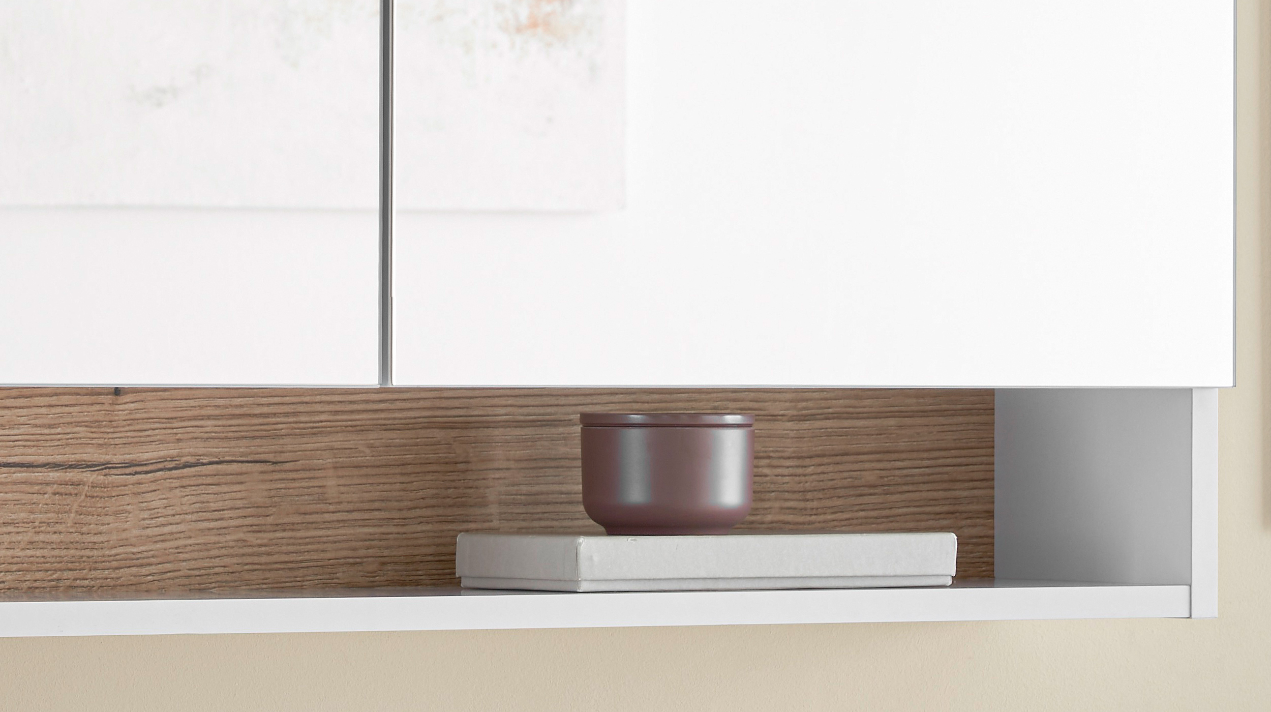 Spiegelschrank mit Beleuchtung weiß Evoke Eiche 80 cm - DALIA 