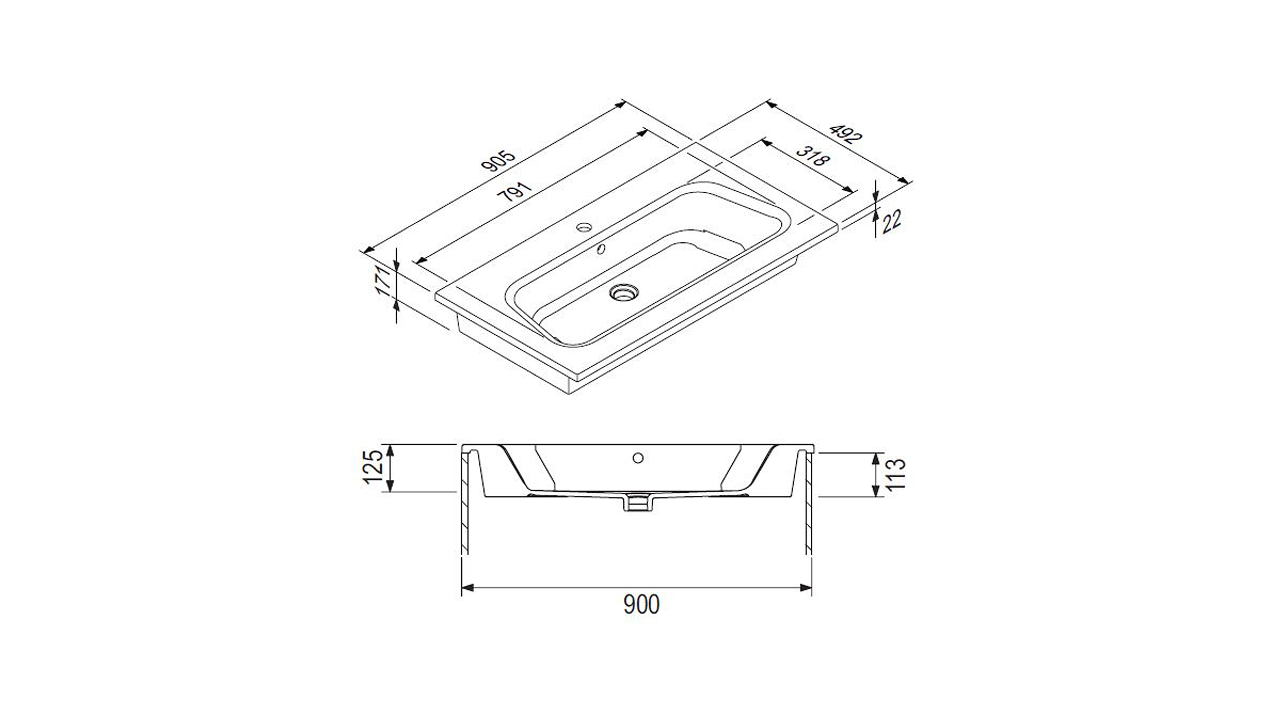 Badmöbel-Set grau - 4 Teile - Waschtisch 90 cm - LISANDRO