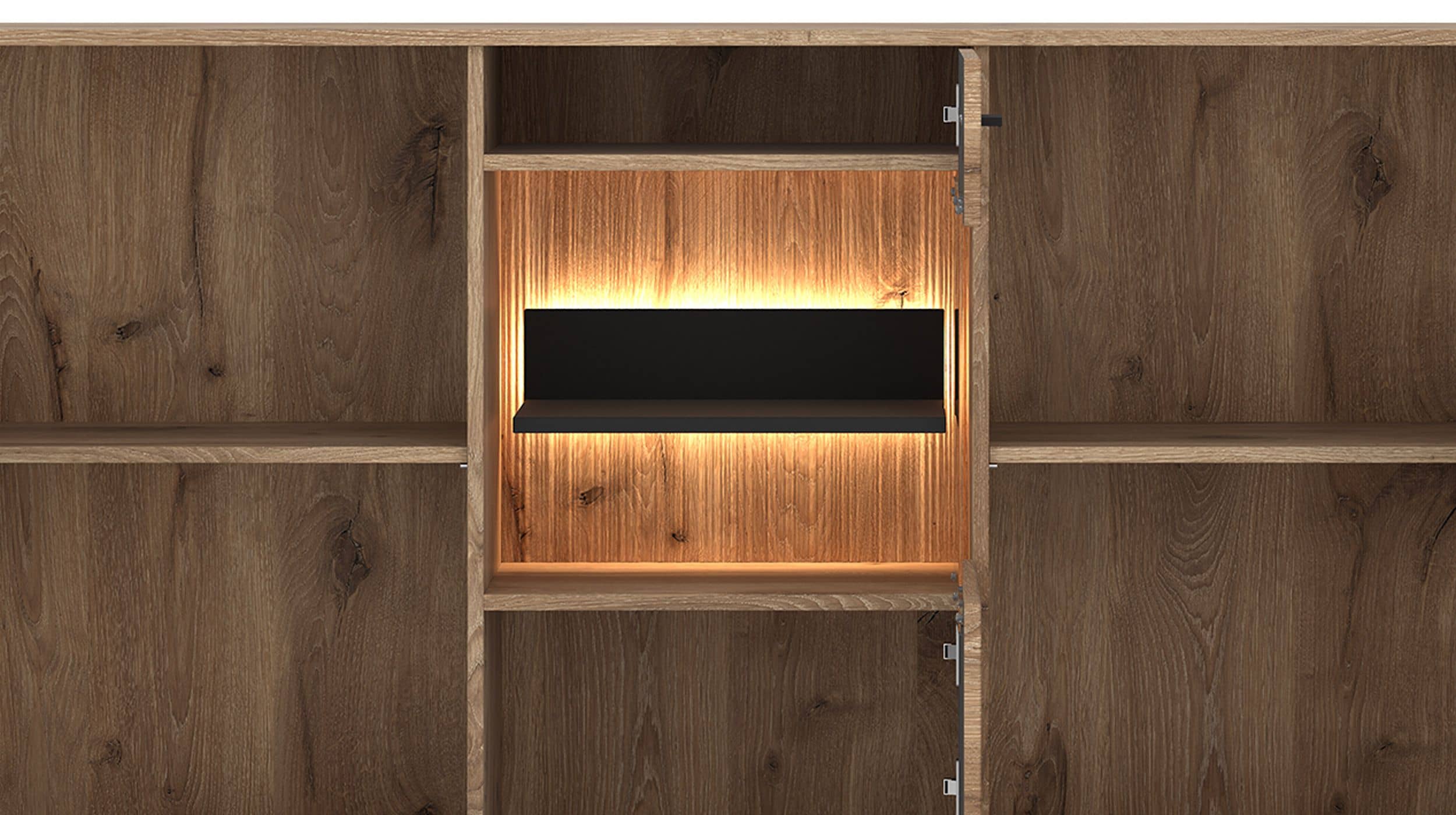 Sideboard mit Glastür Viking Eiche - Beleuchtung 160 cm - PARDOO