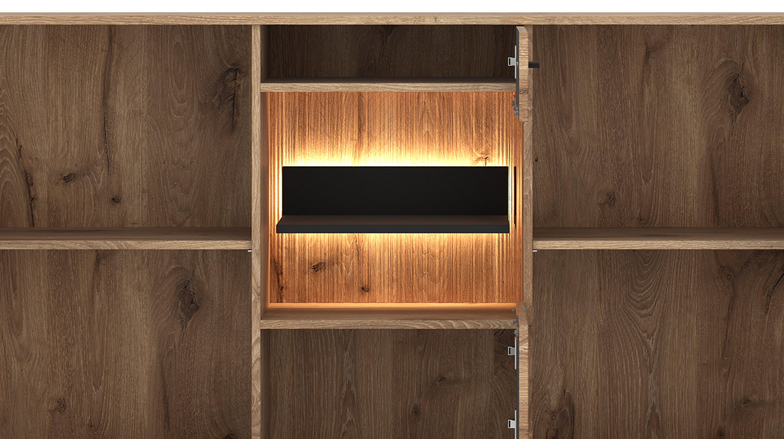 Sideboard mit Glastür Viking Eiche - Beleuchtung 160 cm - PARDOO