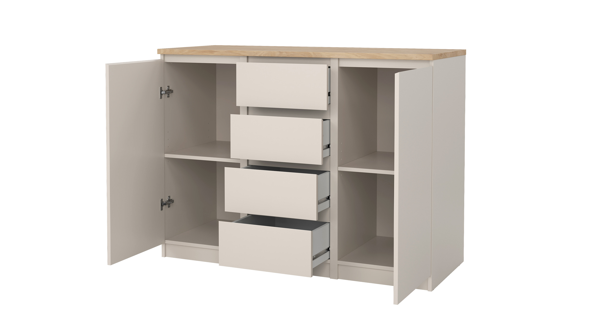 Sideboard mit 4 Schubladen beige - Jackson Hickory 121 cm - NAIA Sideboard mit 4 Schubladen beige - Jackson Hickory 121 cm - NAIA