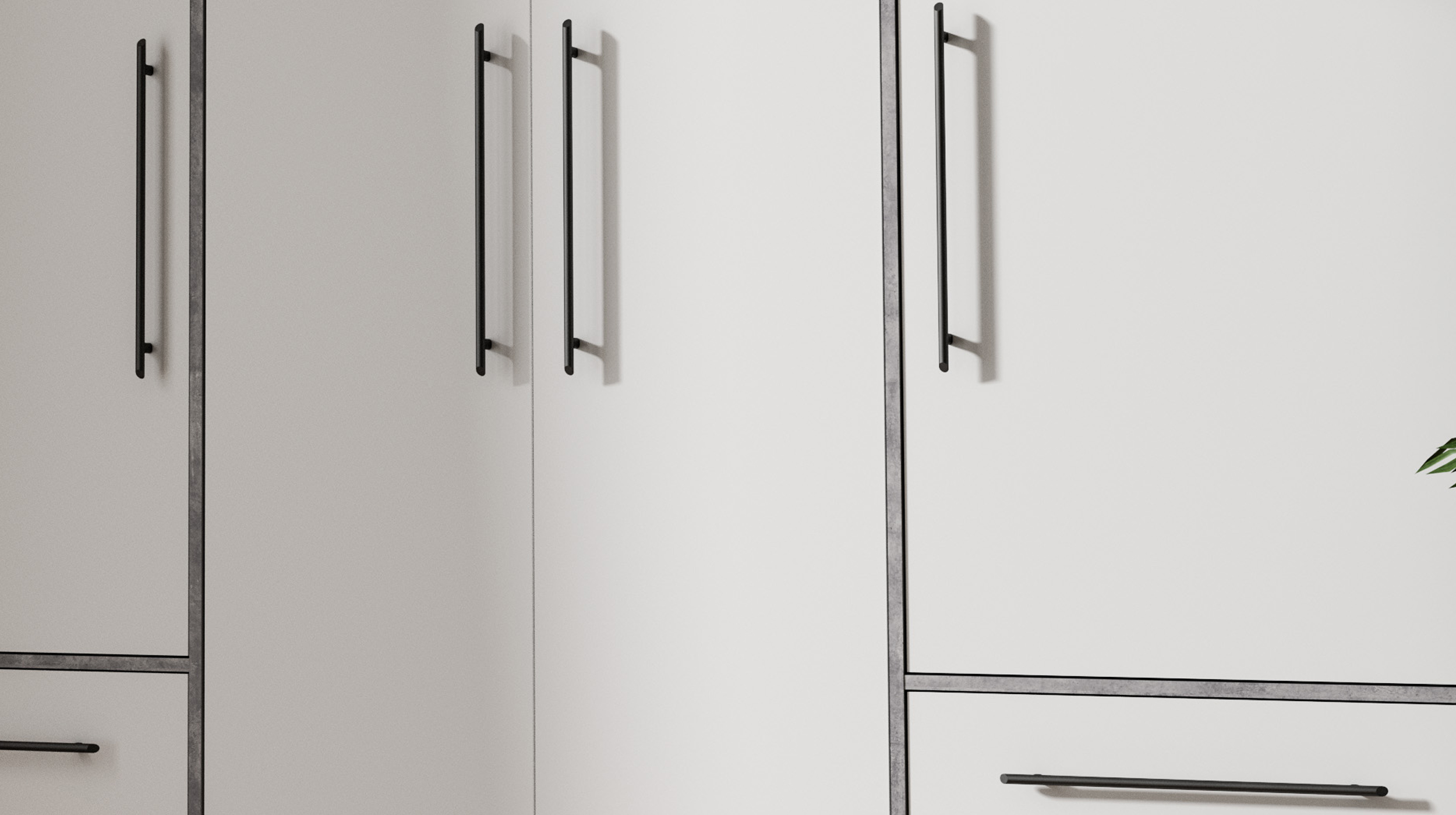 Kleiderschrank weiß - betonoptik - 206 cm - 4 Türen - MOKKARIS