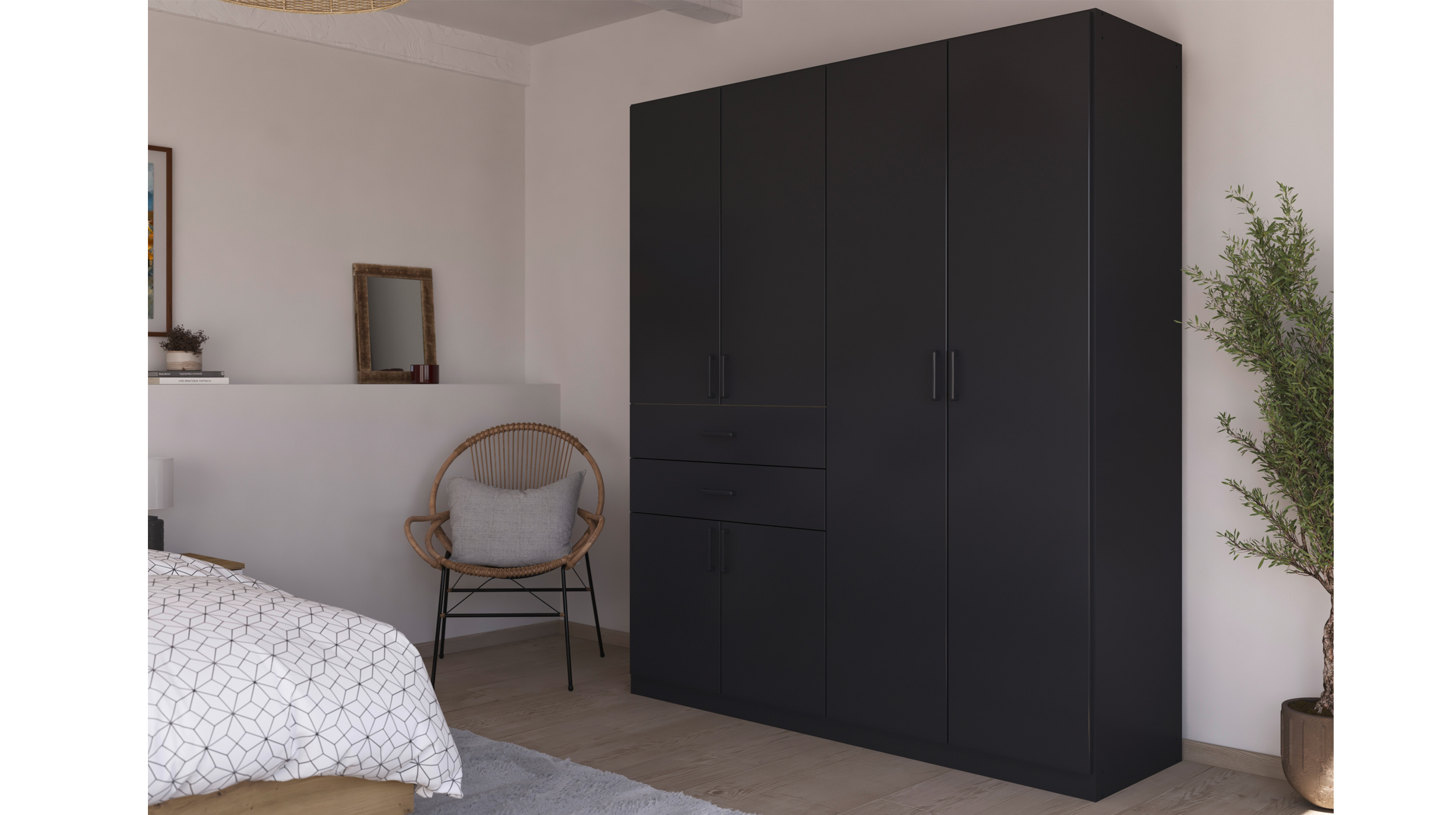 Kleiderschrank grau metallic - 181 cm - rauch - MAIKA