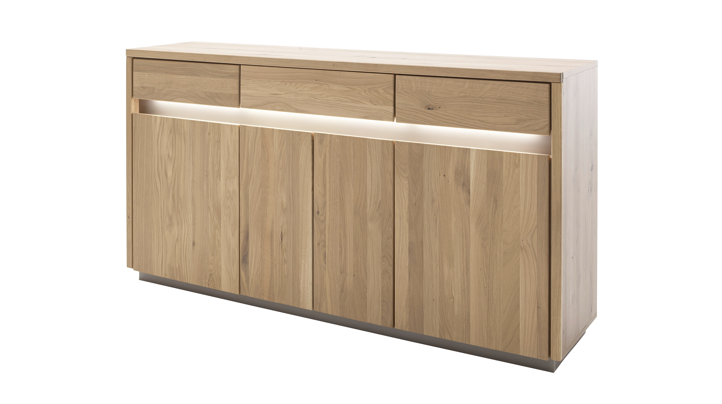 Sideboard mit Beleuchtung Kristalleiche massiv geölt 167 cm - LARVIK