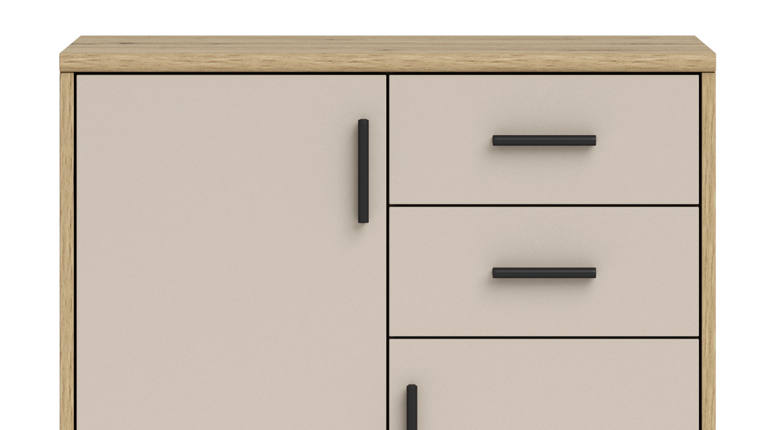 Kommode mit 2 Schubladen beige - Artisan Eiche 74 x 50 cm - NELLY