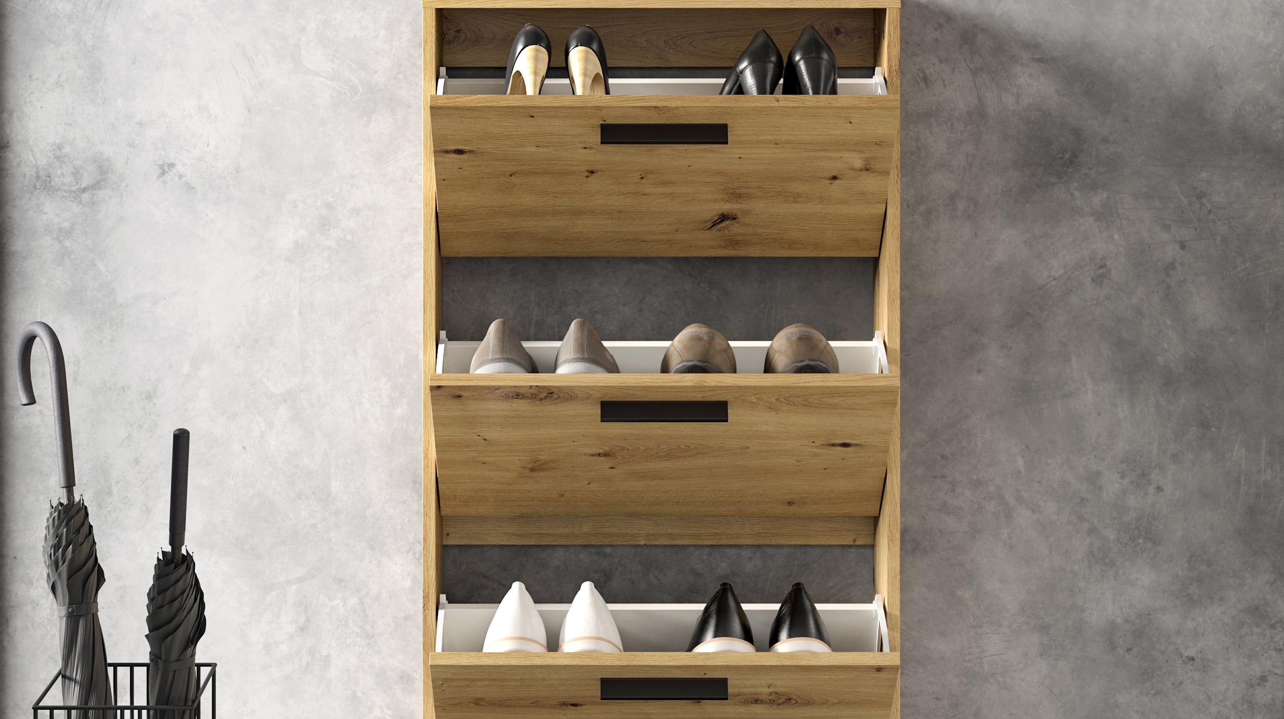 Schuhschrank Artisan Eiche - 59 x 136 cm - SAM