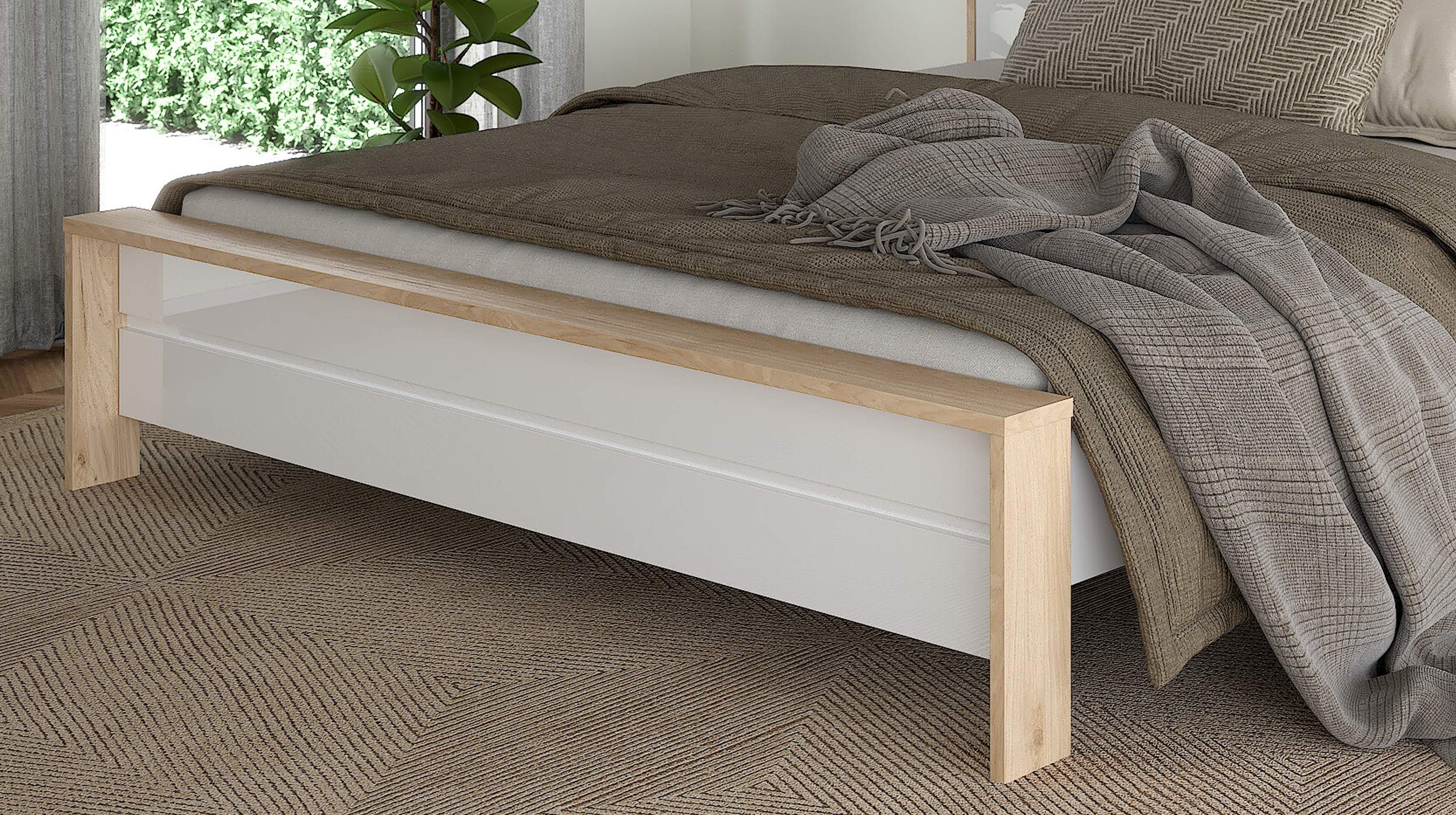 Futonbett 180 x 200 cm weiß hochglanz Jackson Hickory - NEXT