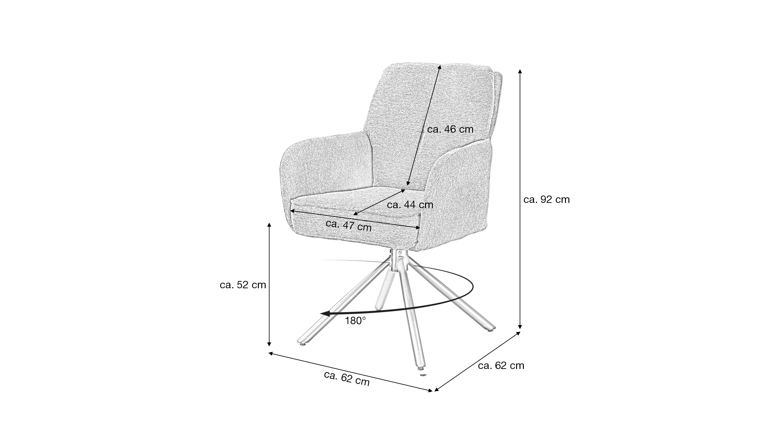 Armlehnstuhl anthrazit Drehstuhl Taschenfederkern - JÖRDIS