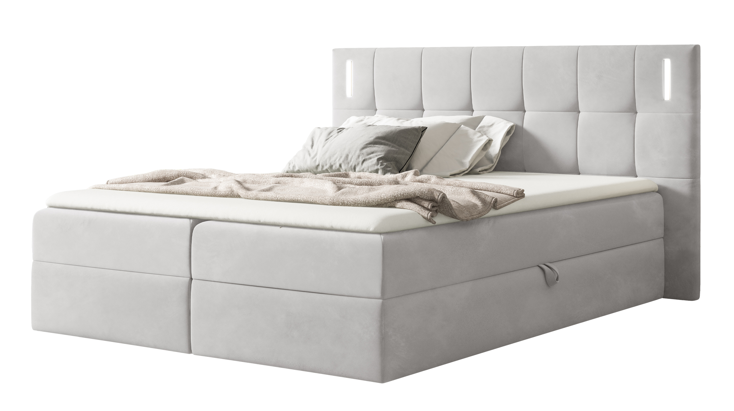 Boxbett 160 x 200 cm mit Bettkasten grau Samtbezug - DALIO