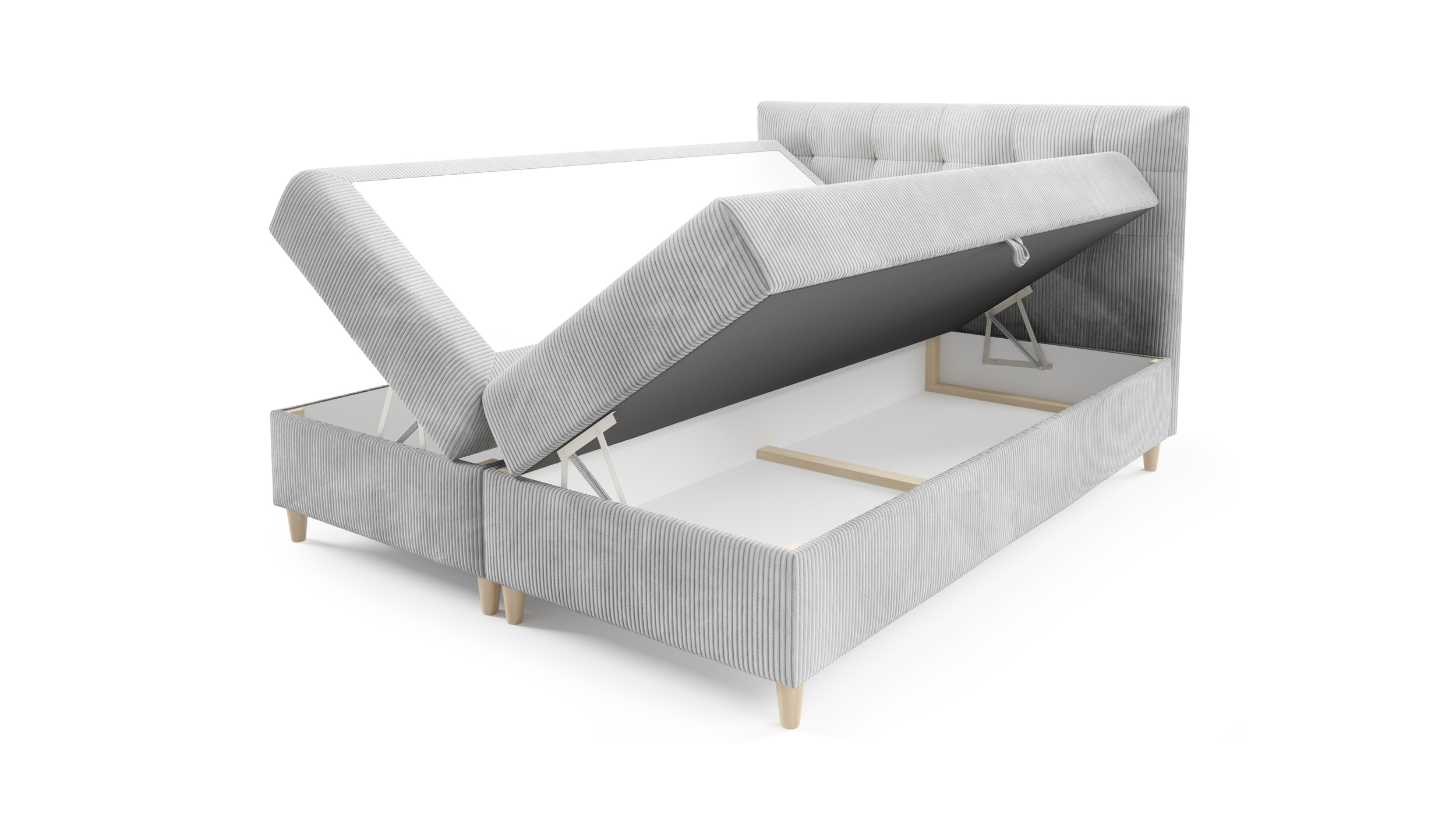 Boxbett Cord grau 160 x 200 cm - Bettkasten - ADORA