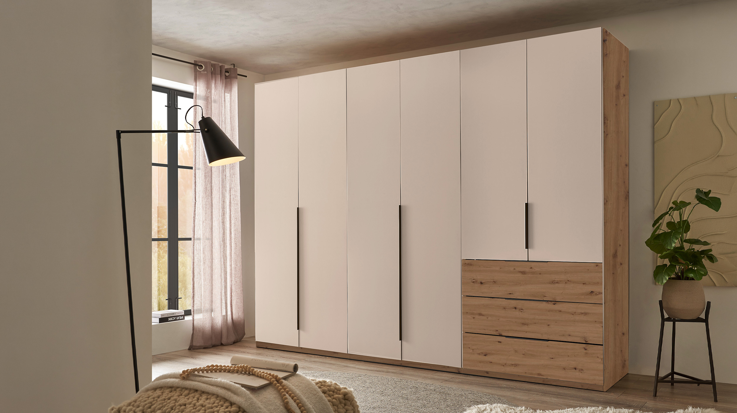 Kleiderschrank Beige-Kaschmir - Eiche - 300 cm - NUKA 