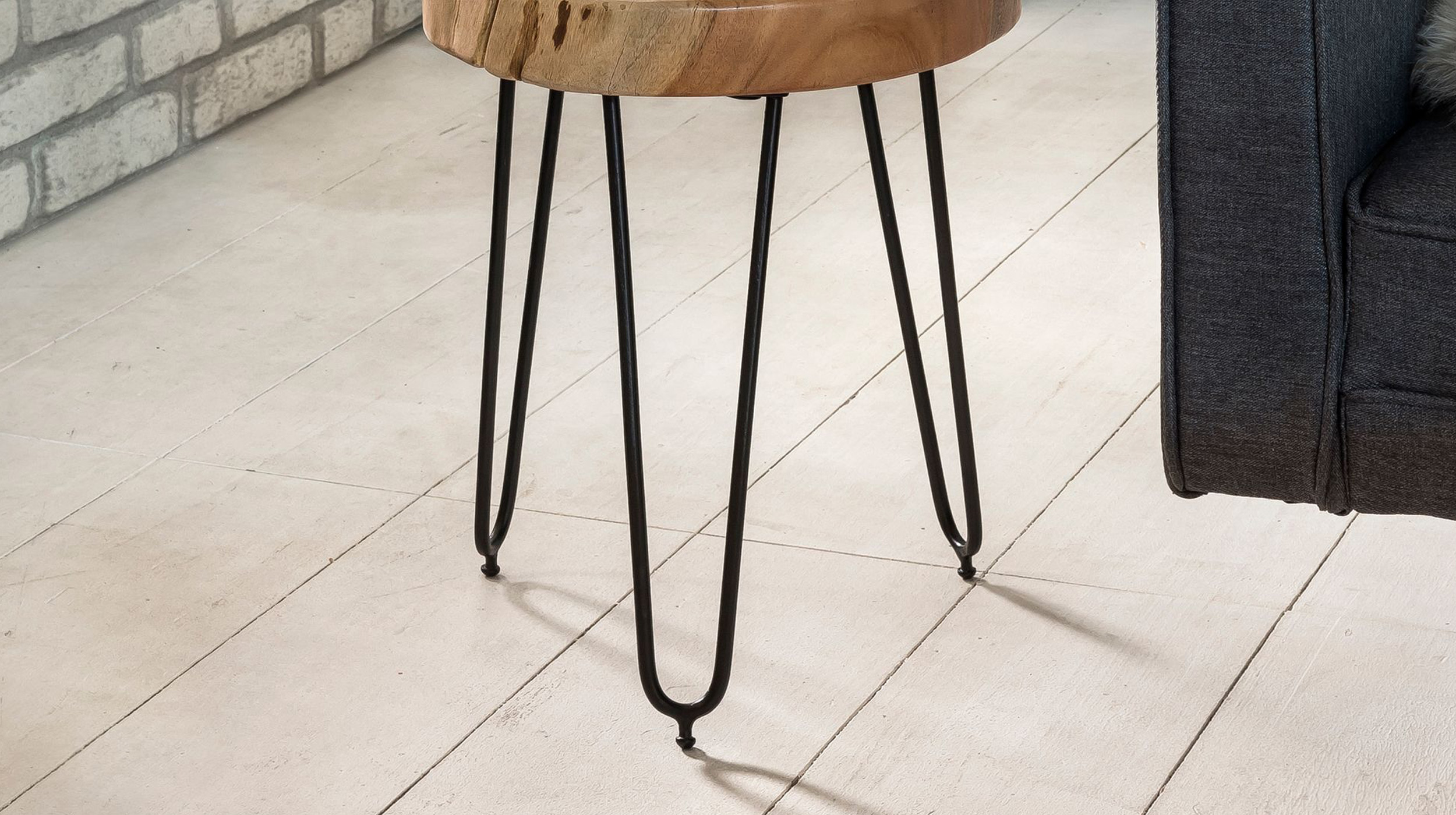 Beistelltisch Akazie lackiert massiv rund 30 x 30 x 41 cm - ACAS 