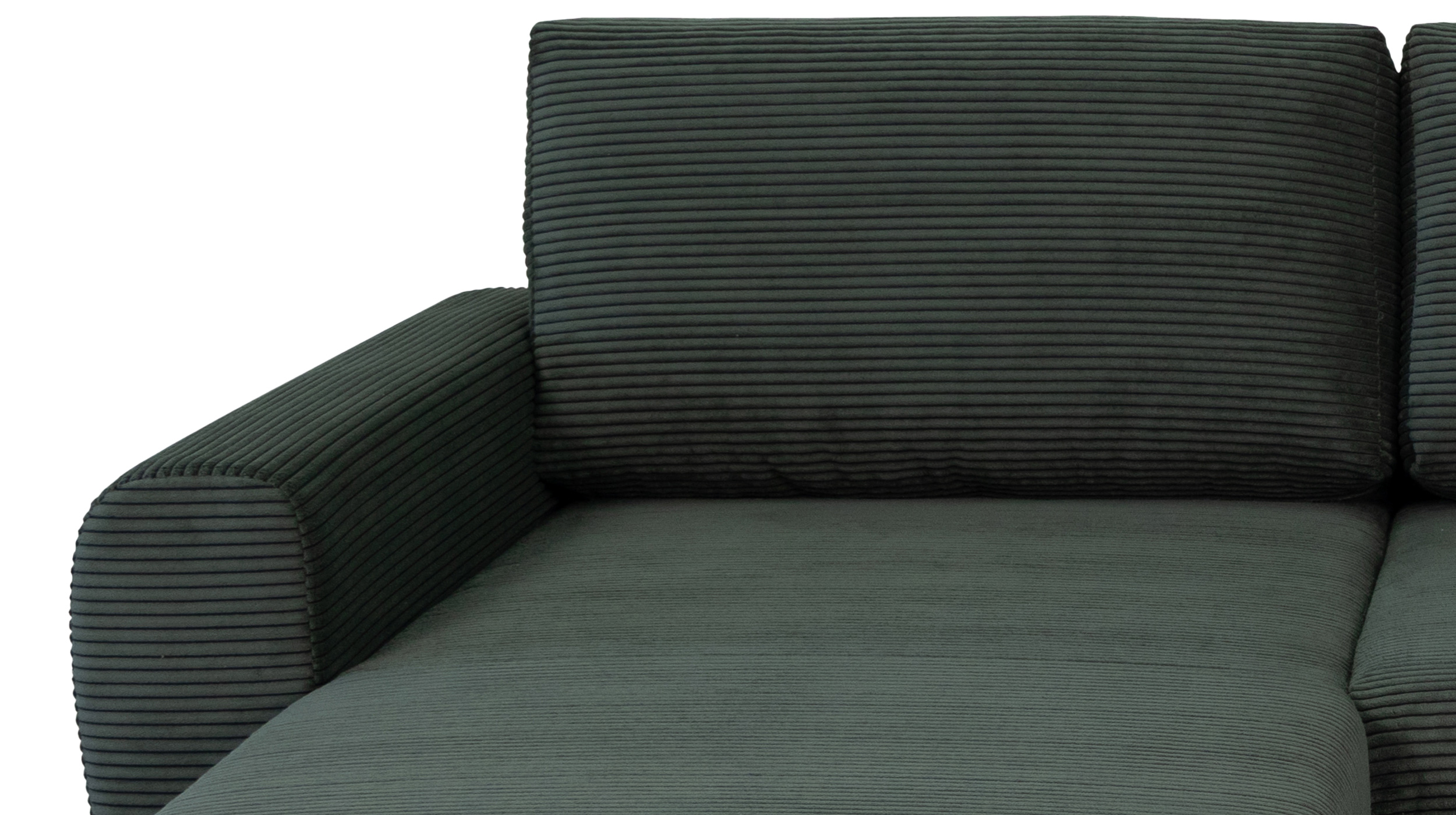 Ecksofa Schlaffunktion Bettkasten grün Cord 261 cm - RAMONA