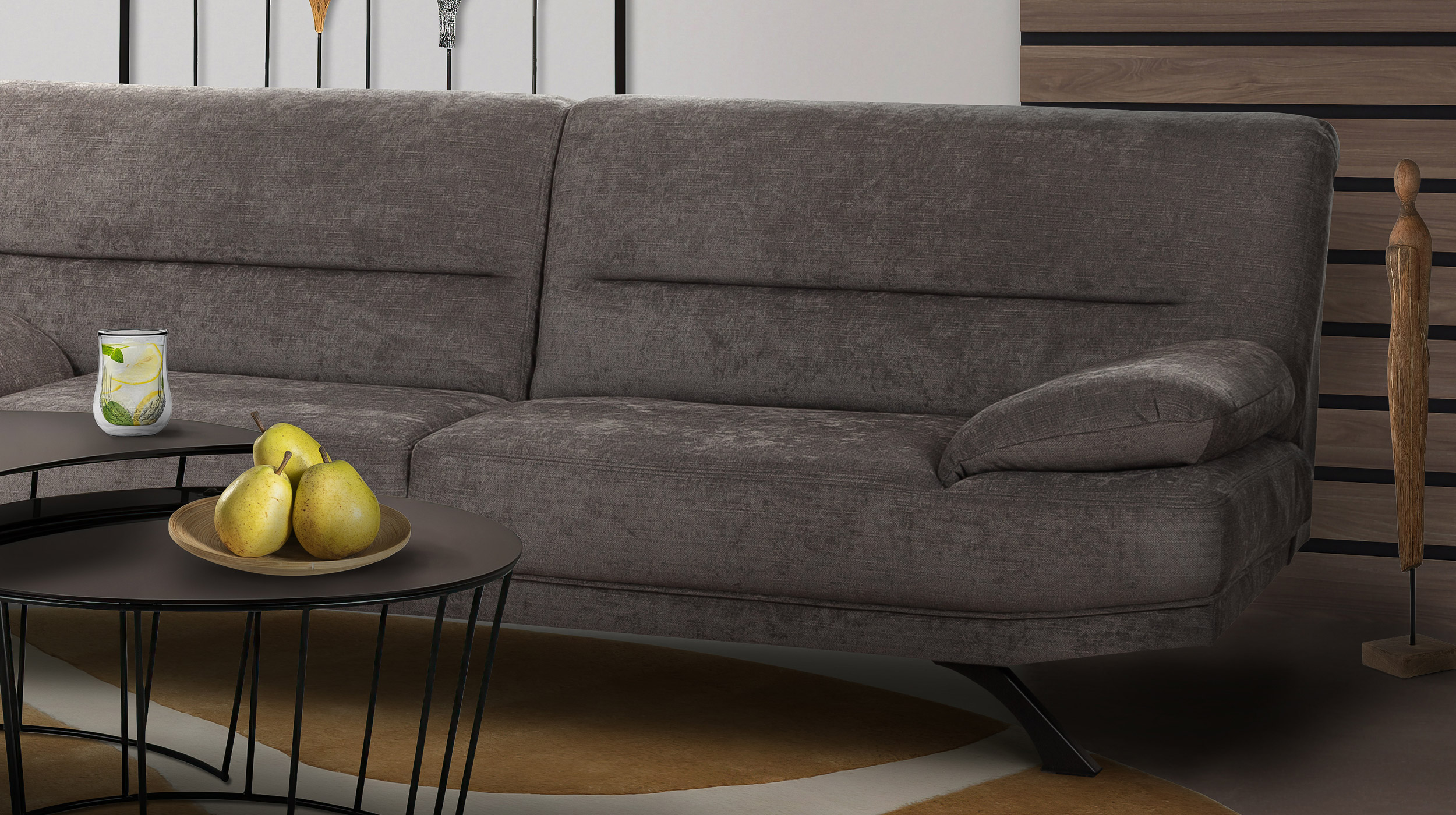 Einzelsofa 3-Sitzer grau 230 cm - BRUNO