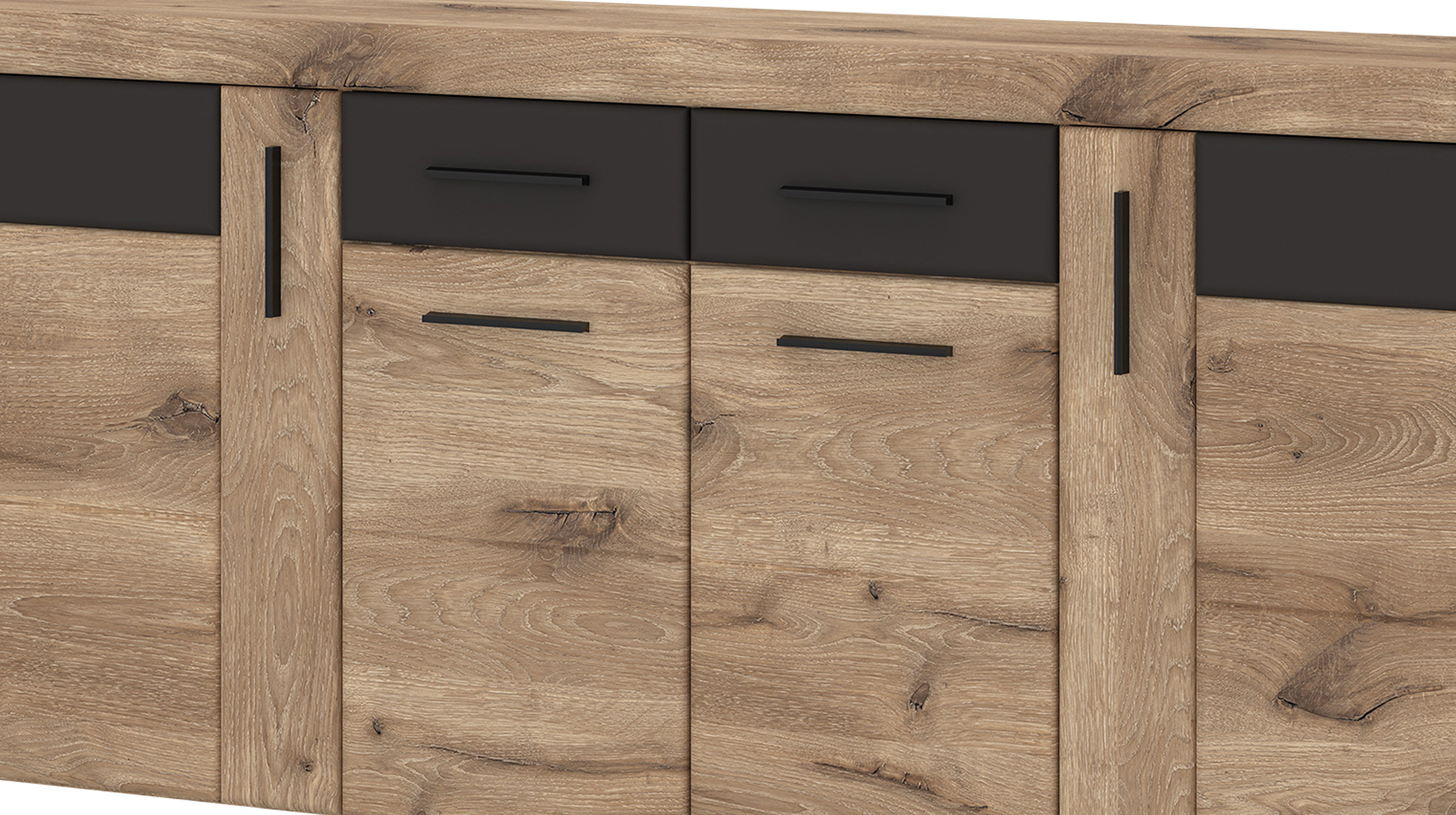 Sideboard mit 2 Schubladen Viking Eiche - grau 185 cm - GRANO