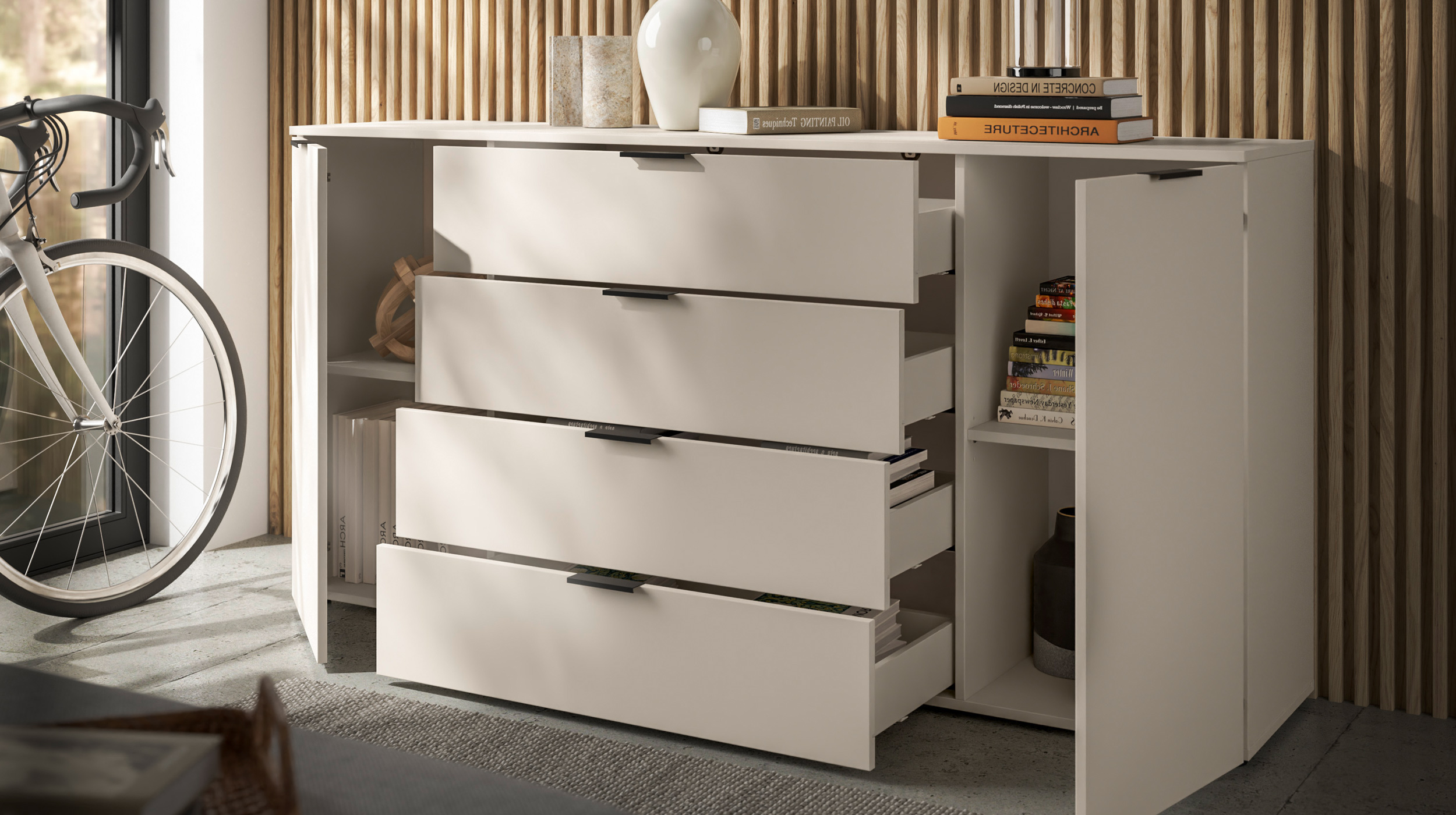 Sideboard mit 4 Schubladen beige 180 cm - LINZ