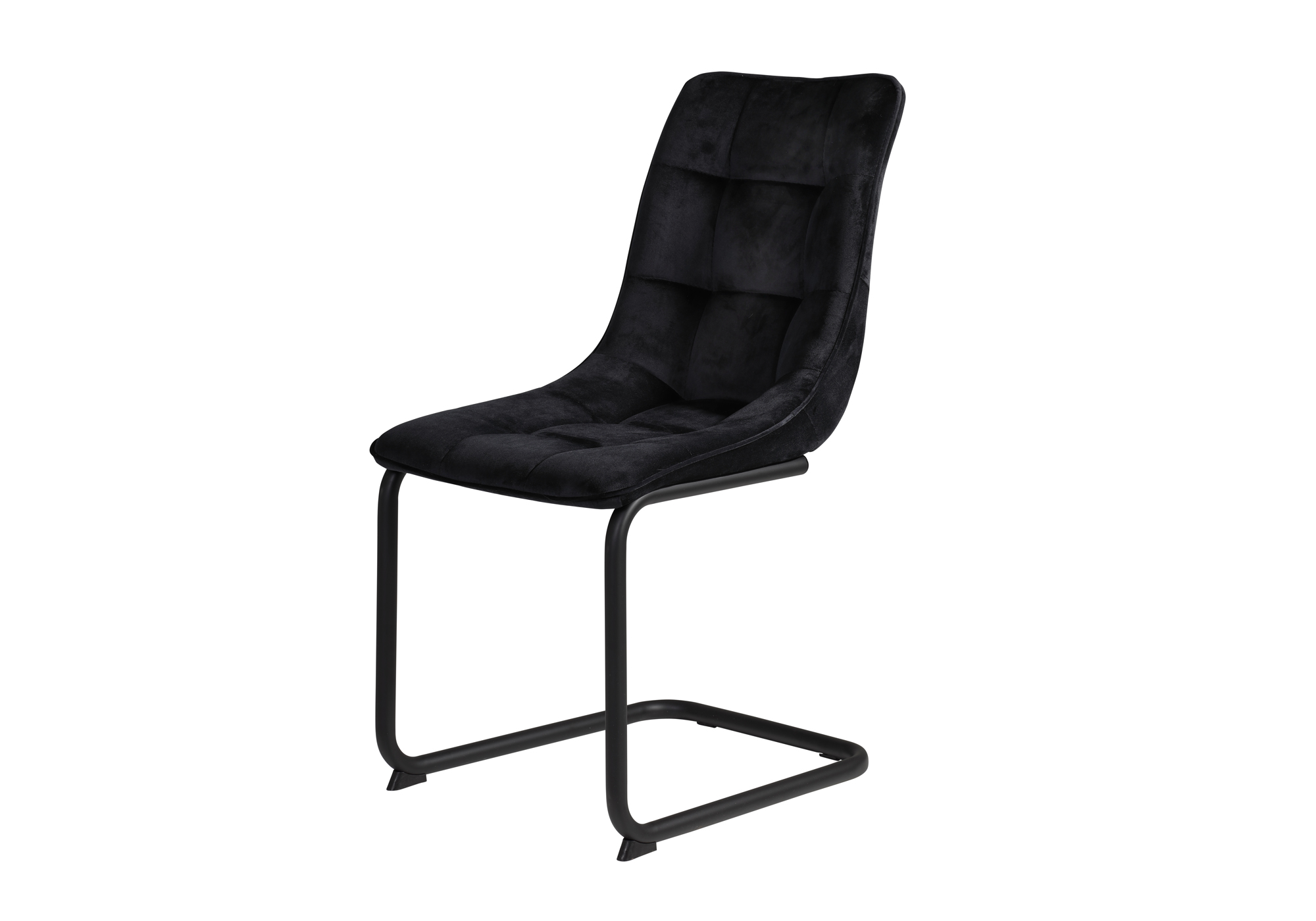 Schwingstuhl für Esszimmer schwarz mit Samtstoff - JENNY