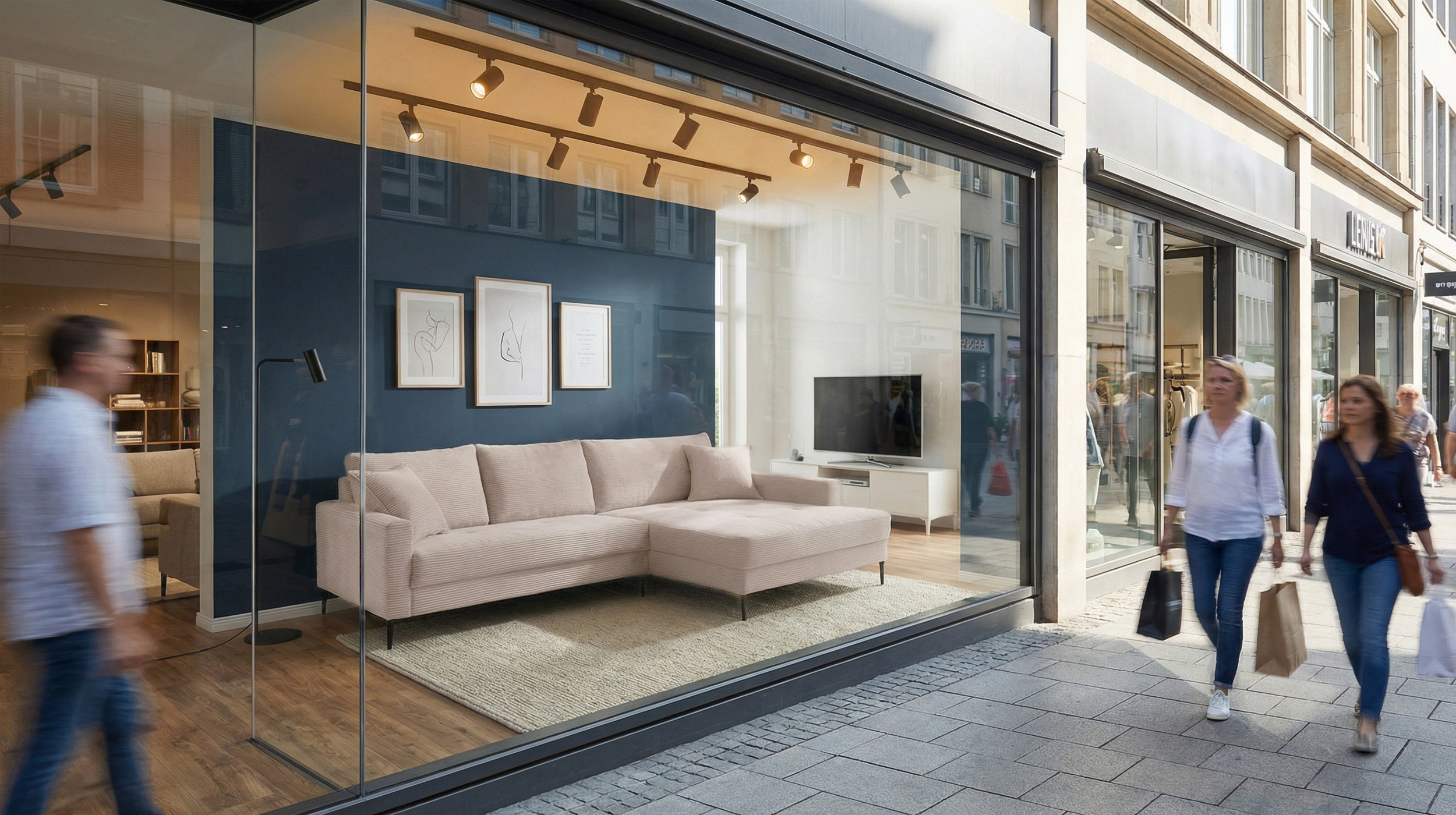 Ecksofa Cord beige 276 x 173 cm - OT rechts - SUMMER