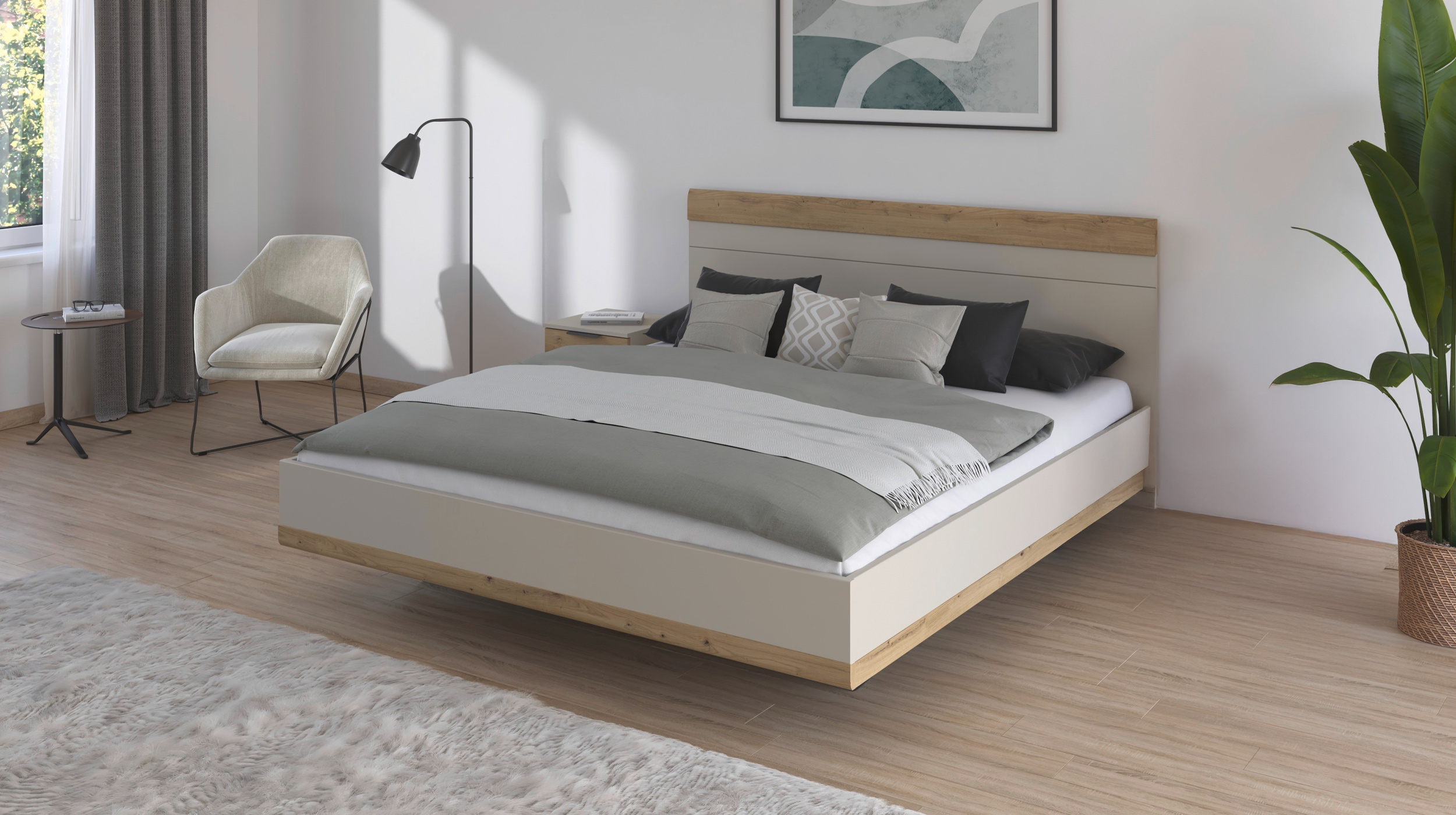 Doppelbett Futonbett 180 x 200 cm champagner Eiche - SAJO