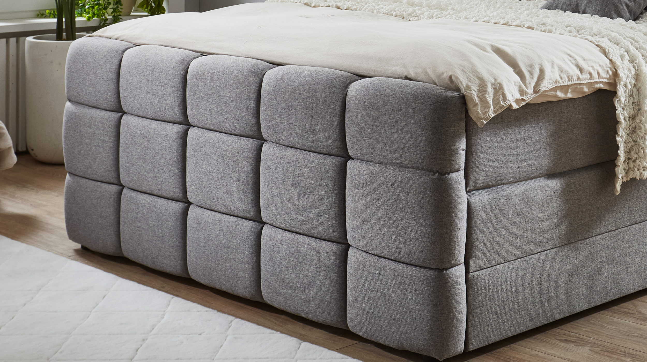 Boxspringbett 180 x 200 cm Bettkasten Webstoff grau - CORVIN