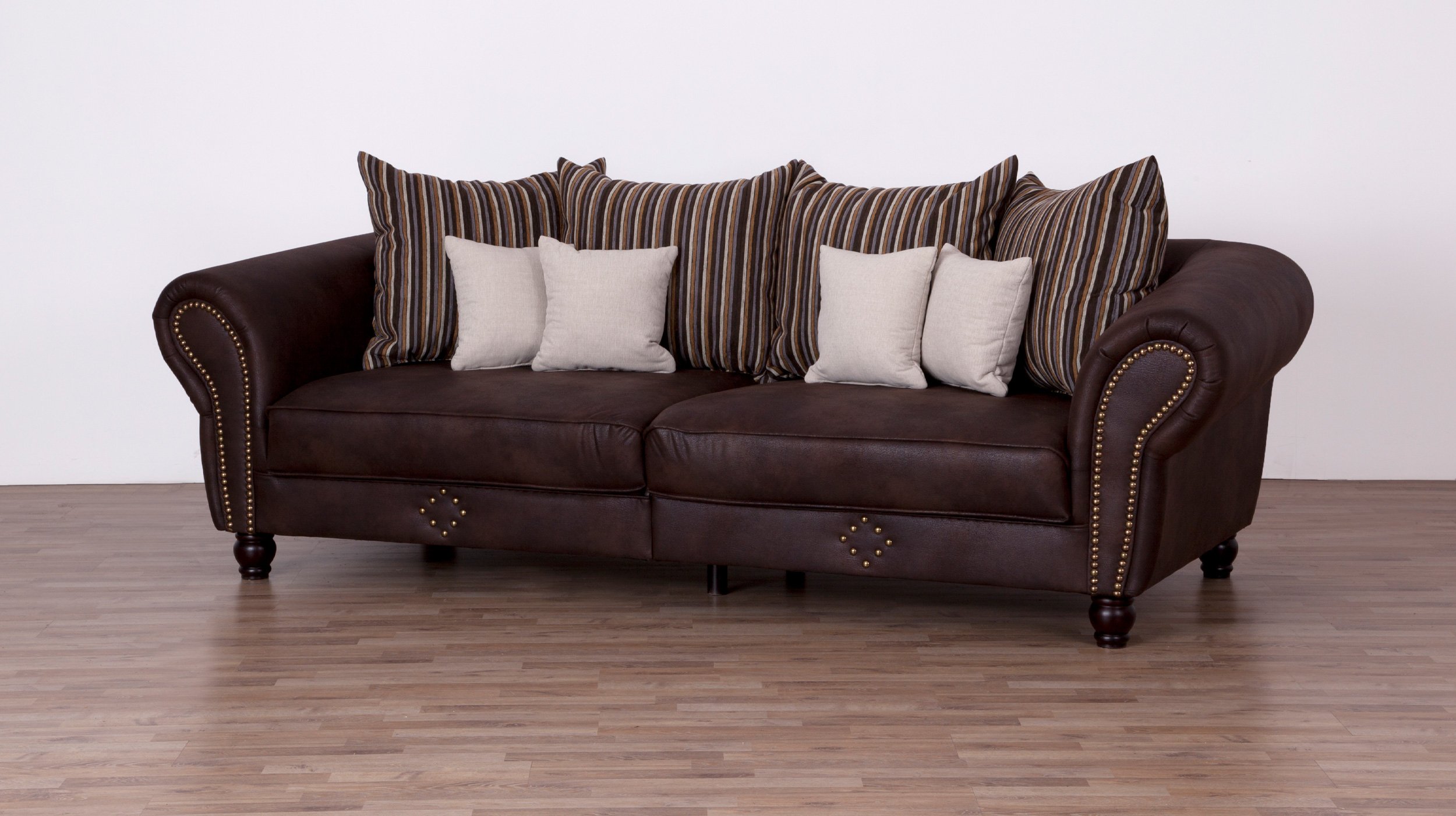 Big Sofa braun Lederlook 253 cm inkl. Kissen - CARLOS