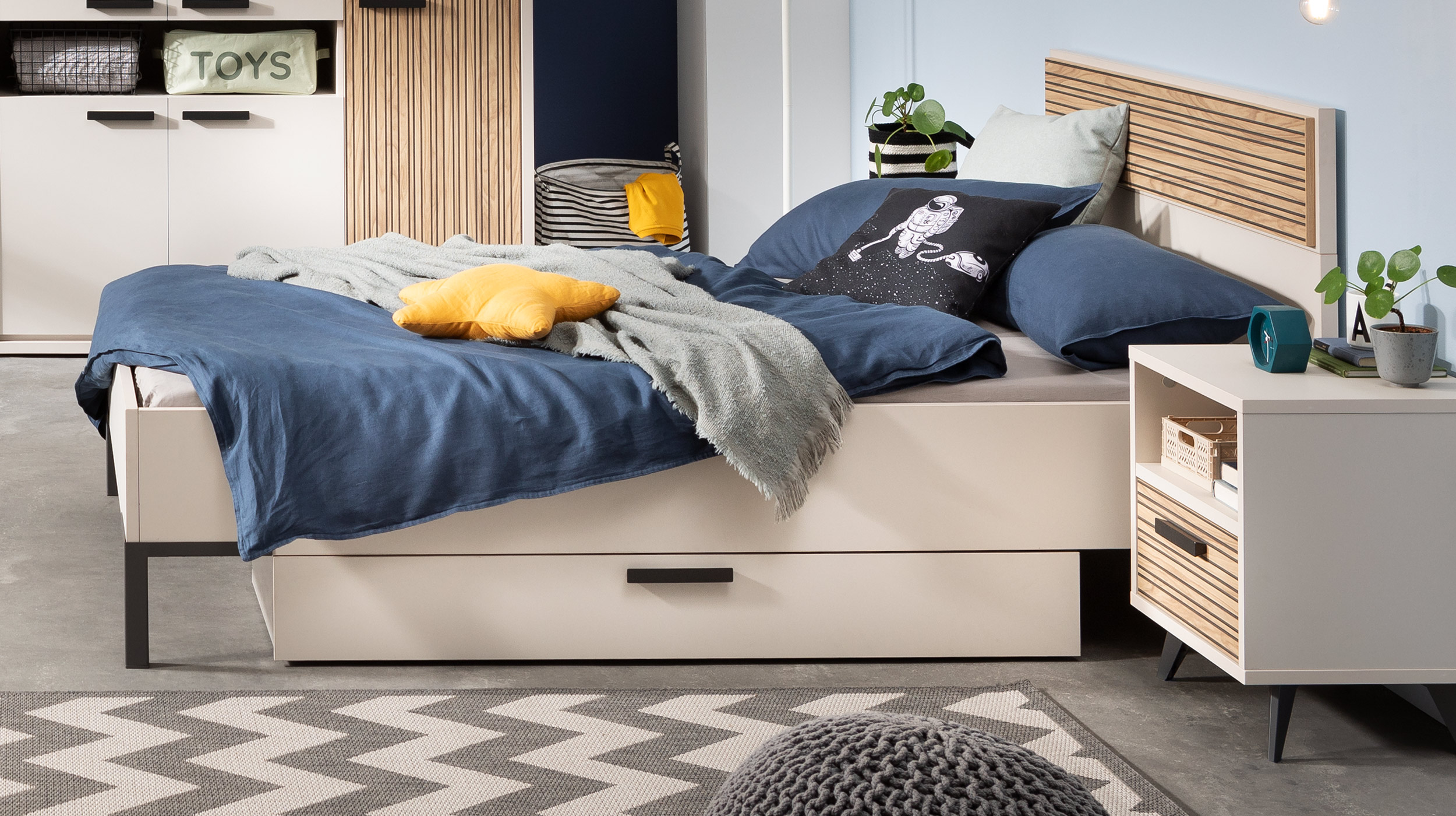 Bettkasten 137 cm - 1 Stück - beige - BRAVO