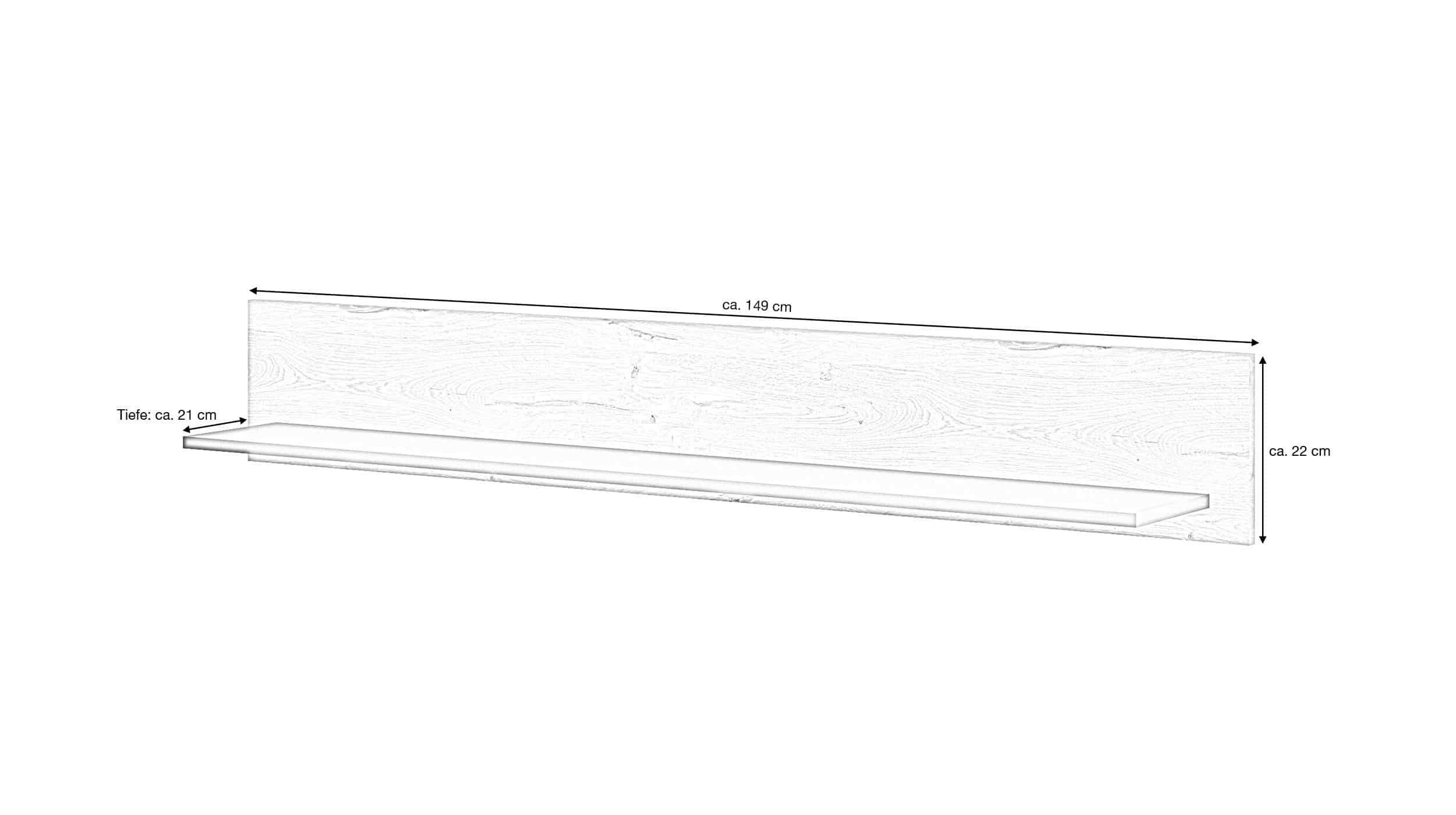Wandboard Viking Eiche - perlschwarz 149 cm - MESTRE