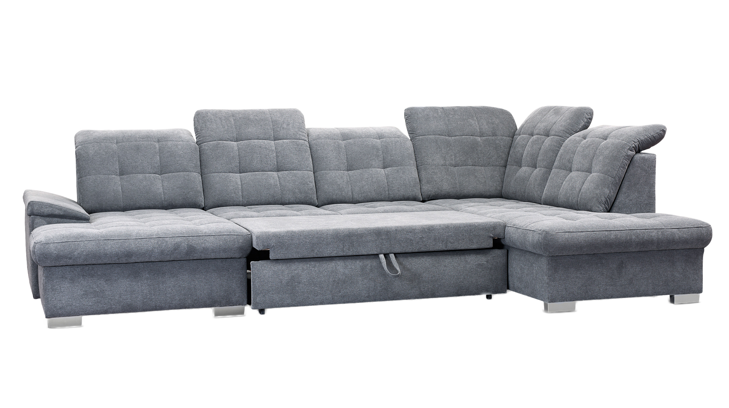 Wohnlandschaft grau Schlaffunktion - 330 cm - Bettkasten - NICOLE