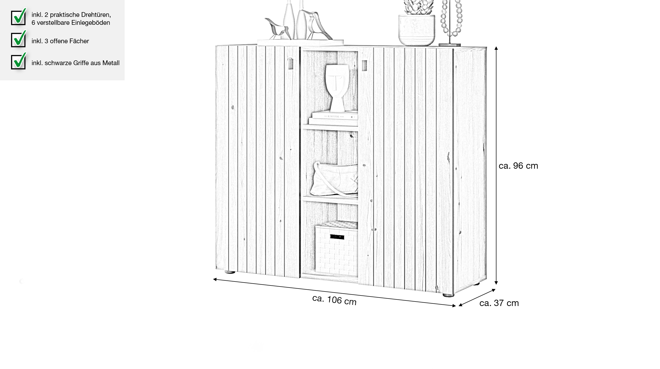 Garderobenkommode Evoke Eiche 106 x 37 cm - STATION