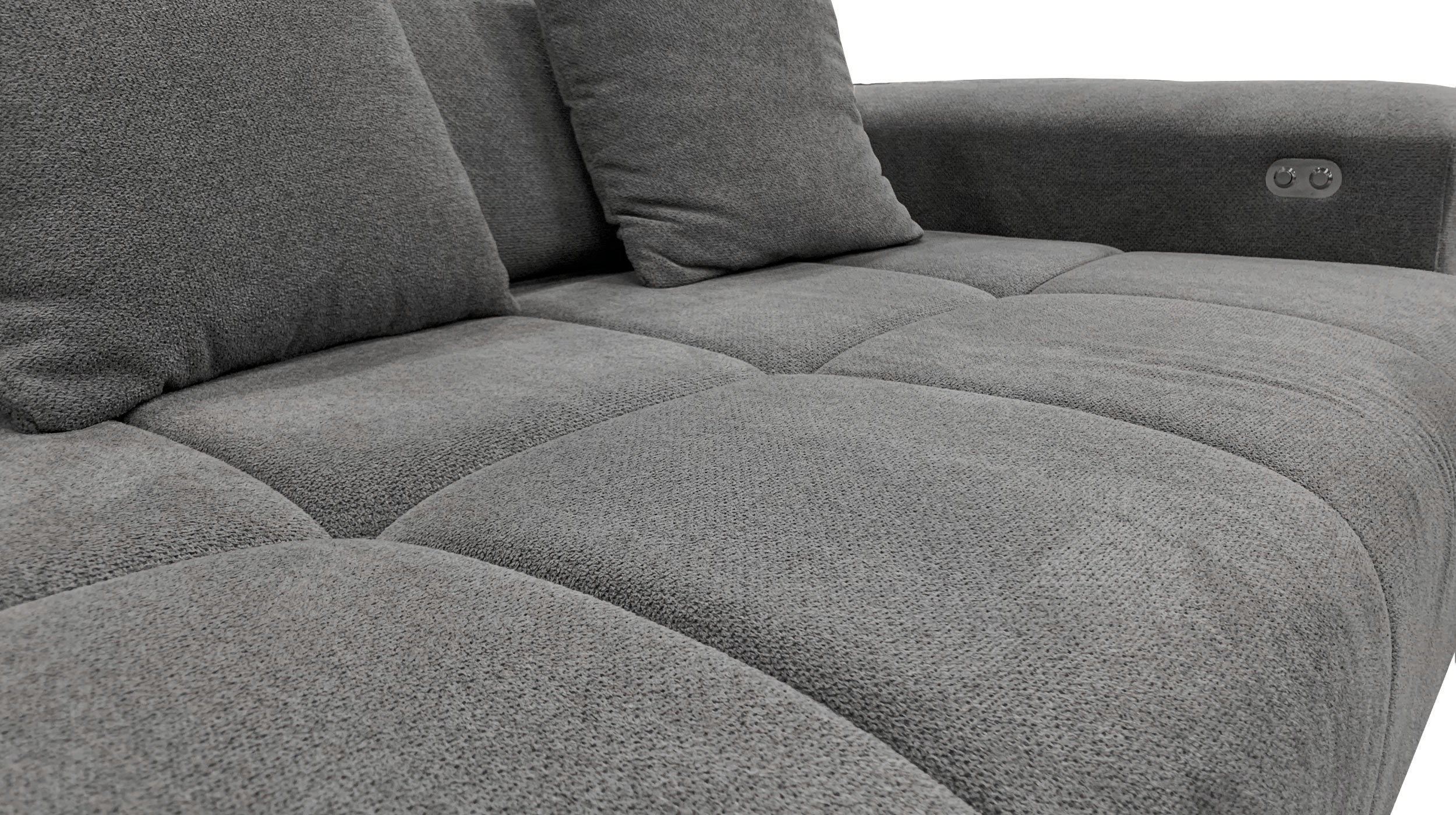 Ecksofa grau 301 x 195 cm - Sitztiefenverstellung - MASTER