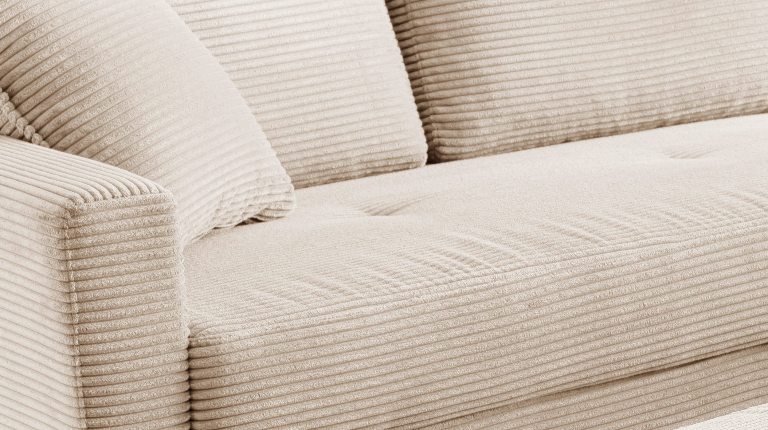 Ecksofa Cord creme 276 x 173 cm - SUMMER