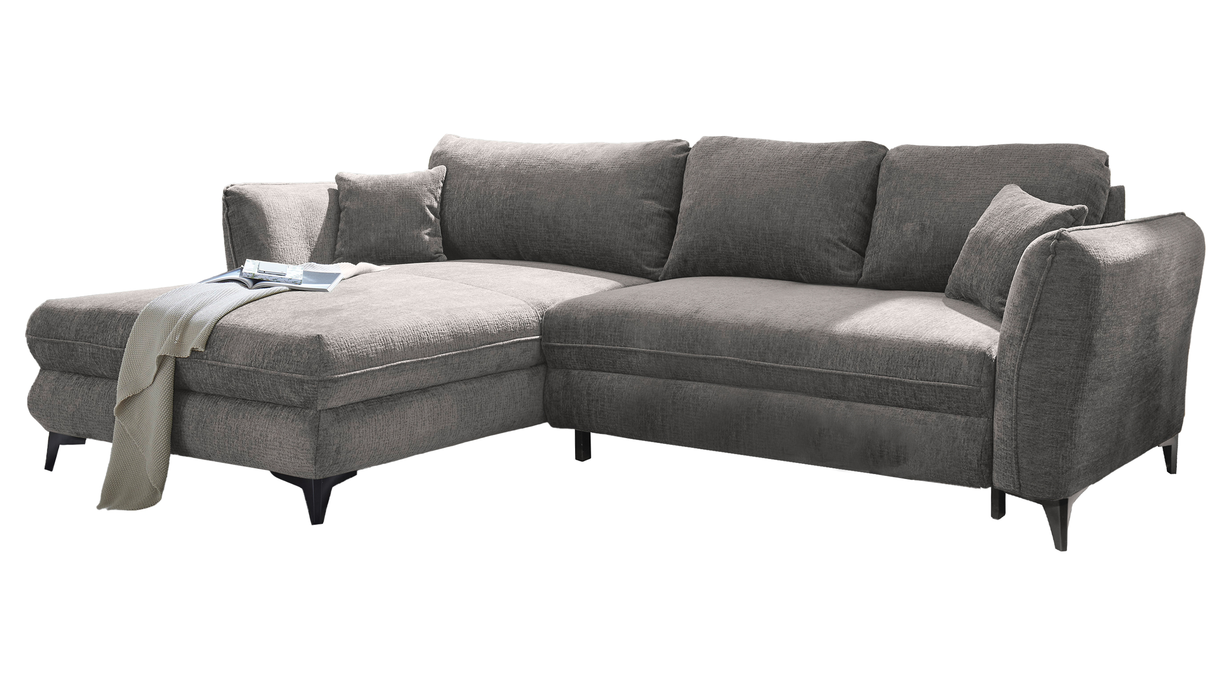 Ecksofa mit Schlaffunktion grau 286 x 192 cm - Bettkasten - HEYLAND