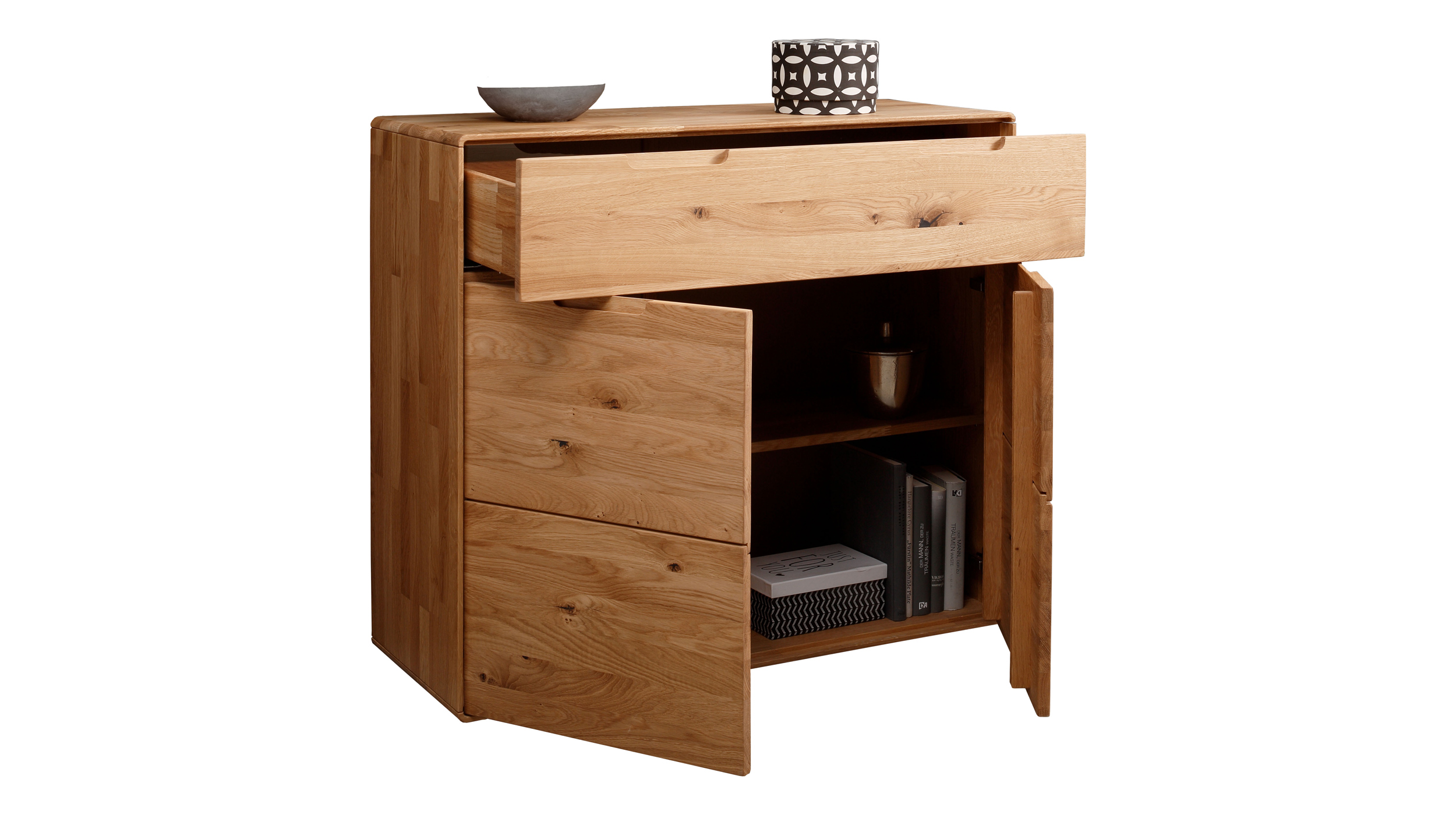 Kommode mit Schublade Wildeiche massiv 100 x 40 cm - LUCAS 