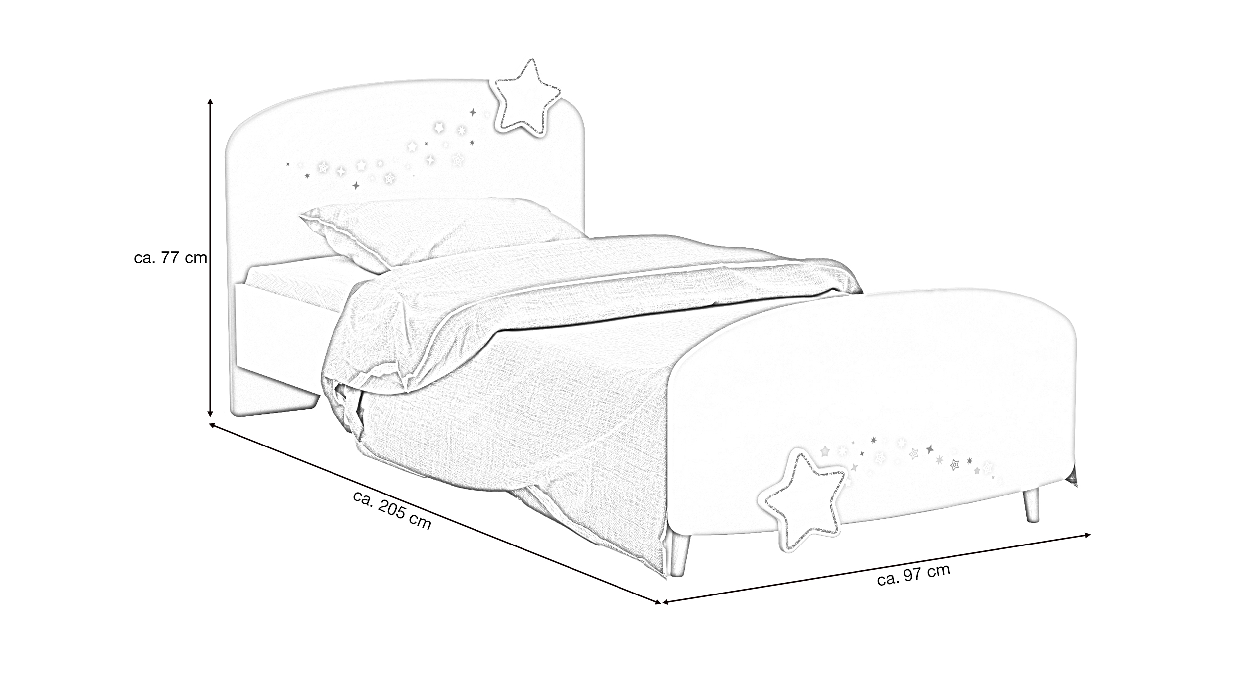 Kinderbett 90 x 200 cm weiß - ETOILES