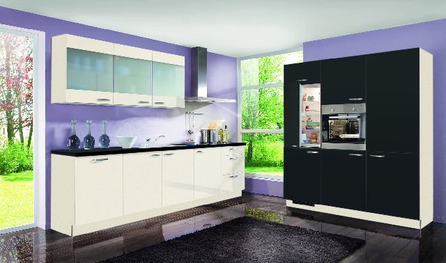 L-Küche 270 + 180 cm - Geschirrspüler - Küchenfronten hochglanz Lack - STAR