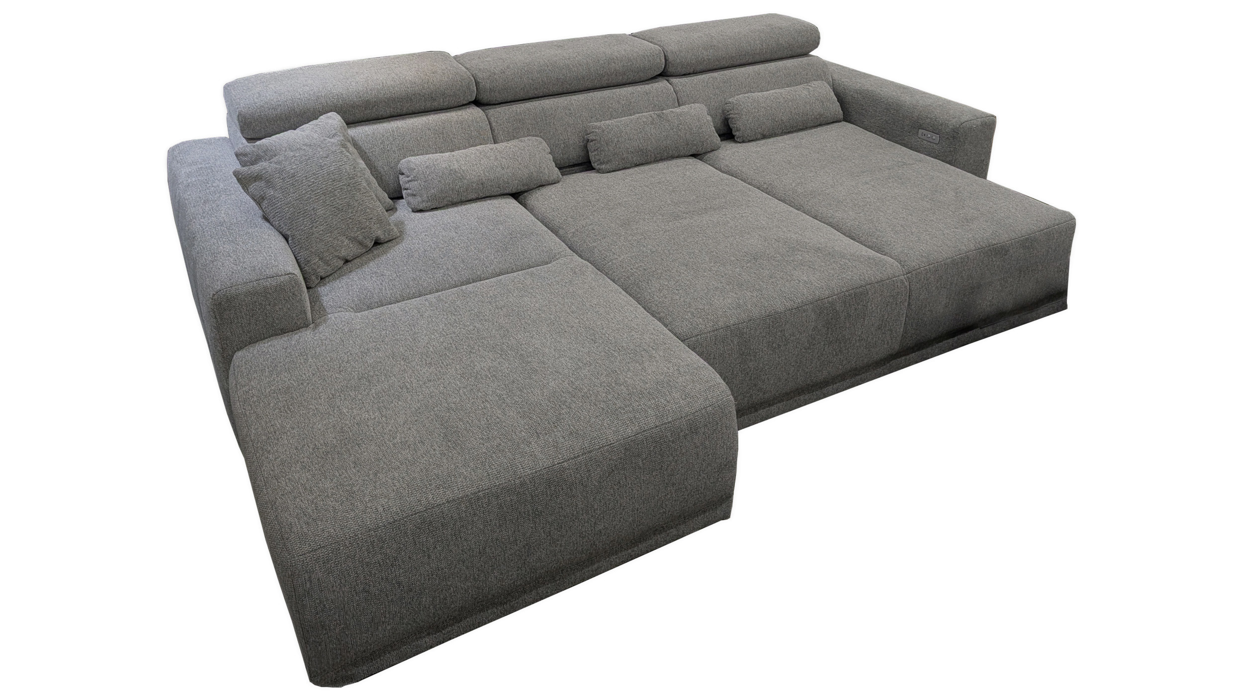 Ecksofa grau elektrische ausfahrbar 285 cm - CASSIO 