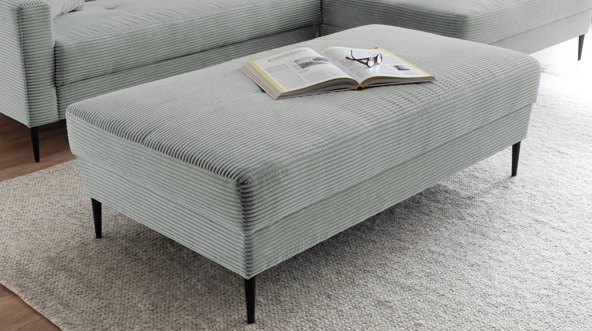 Hocker Sitzhocker 140 x 75 cm Cord pastell grün - SUMMER