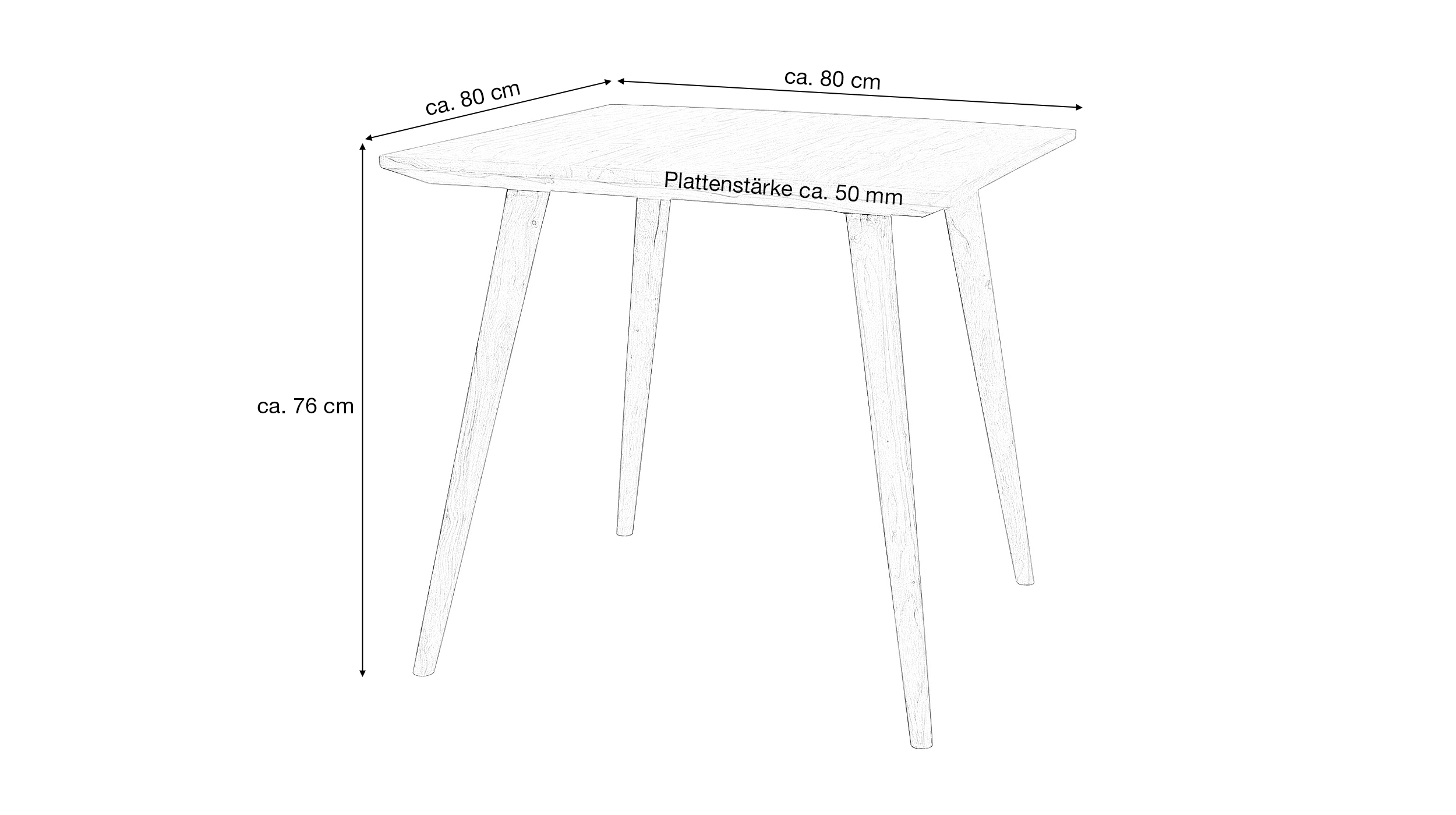Esstisch Sheesham Massivholz 80 x 80 cm - Quadratisch & Gebeizt - RAINE