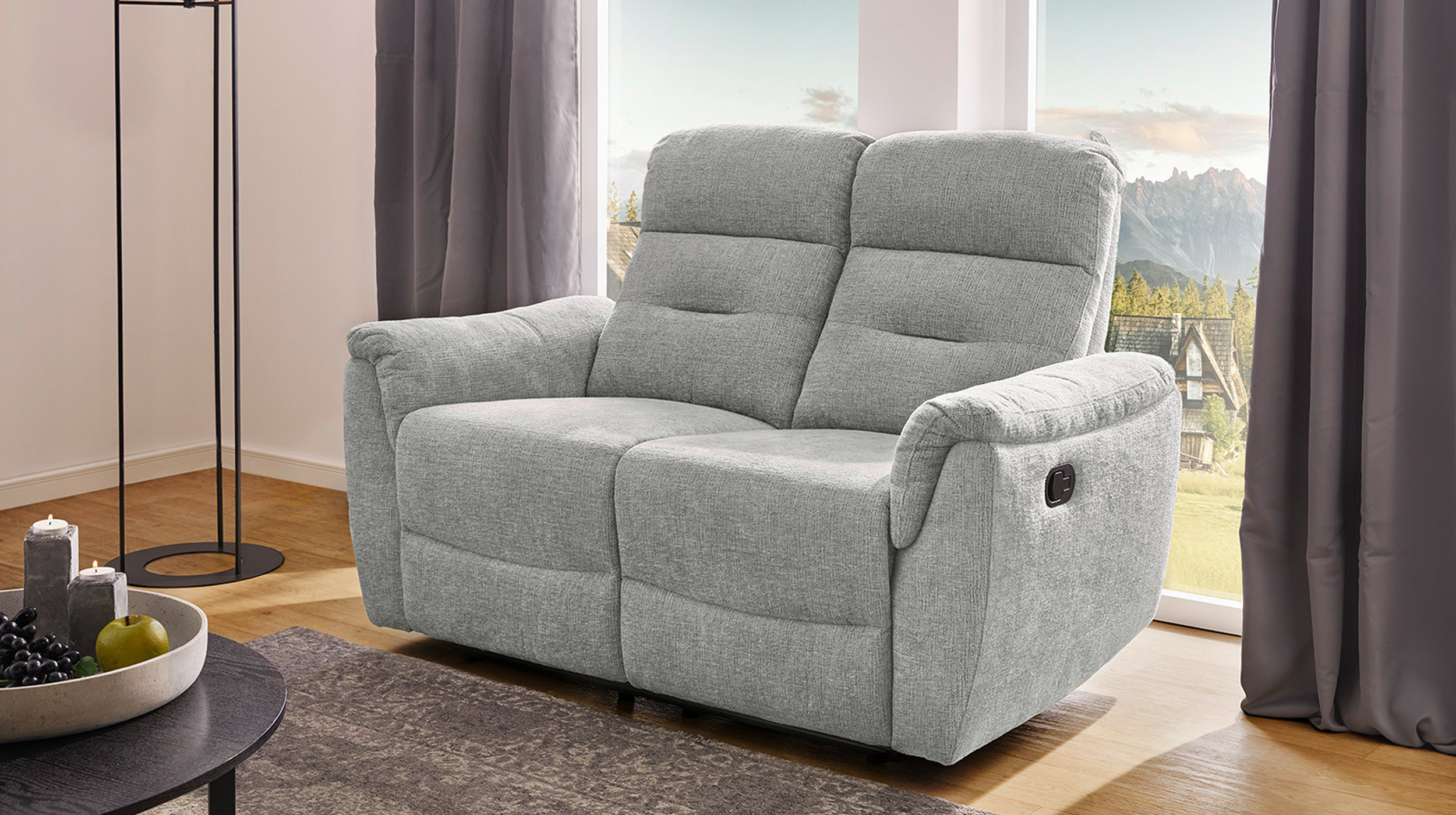 Einzelsofa 2-Sitzer Chenille grau 145 cm - Relaxfunktion - UTAH