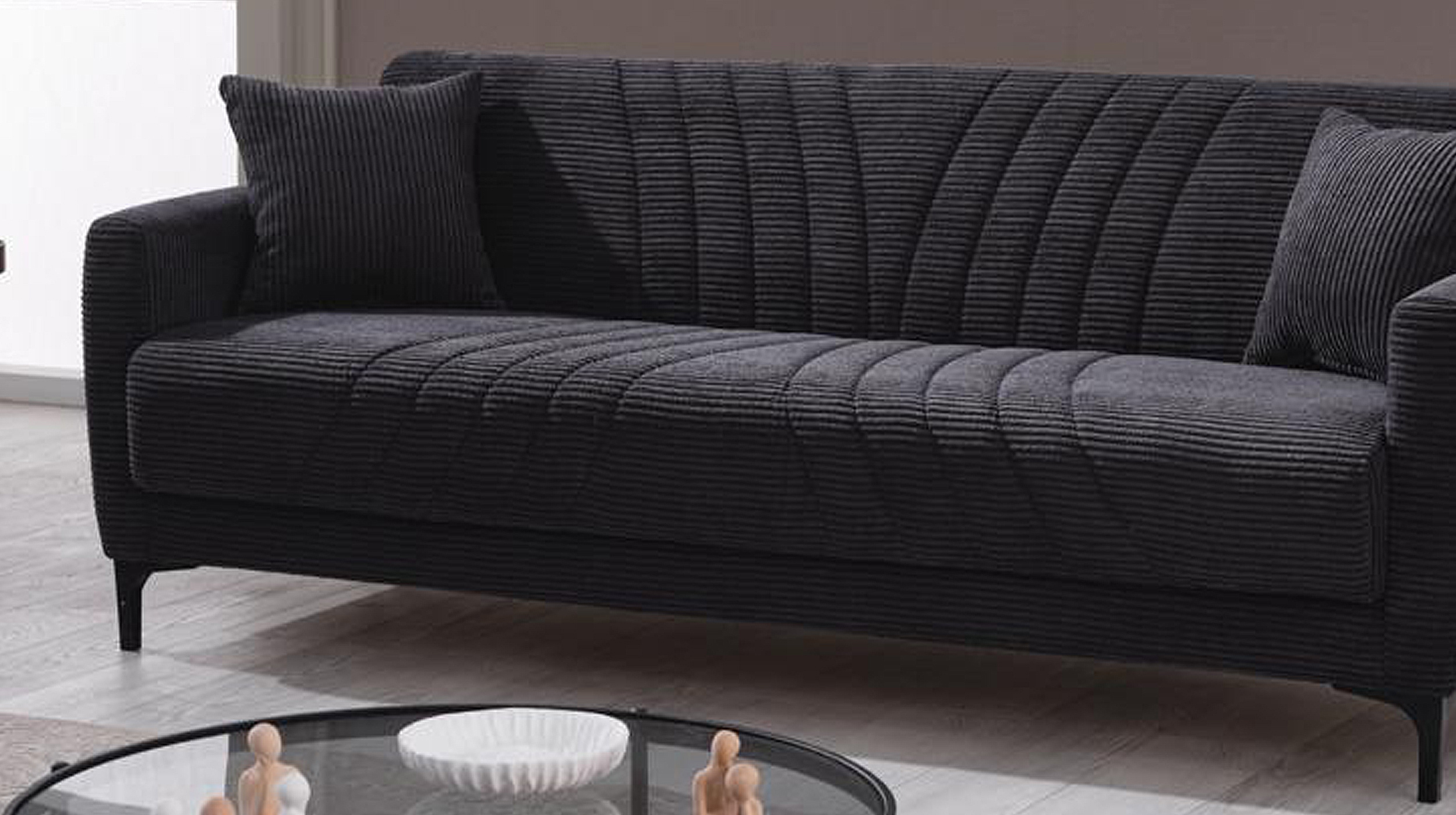 Einzelsofa Cord mit Schlaffunktion 213 cm 3-Sitzer - anthrazit - COMADIO 